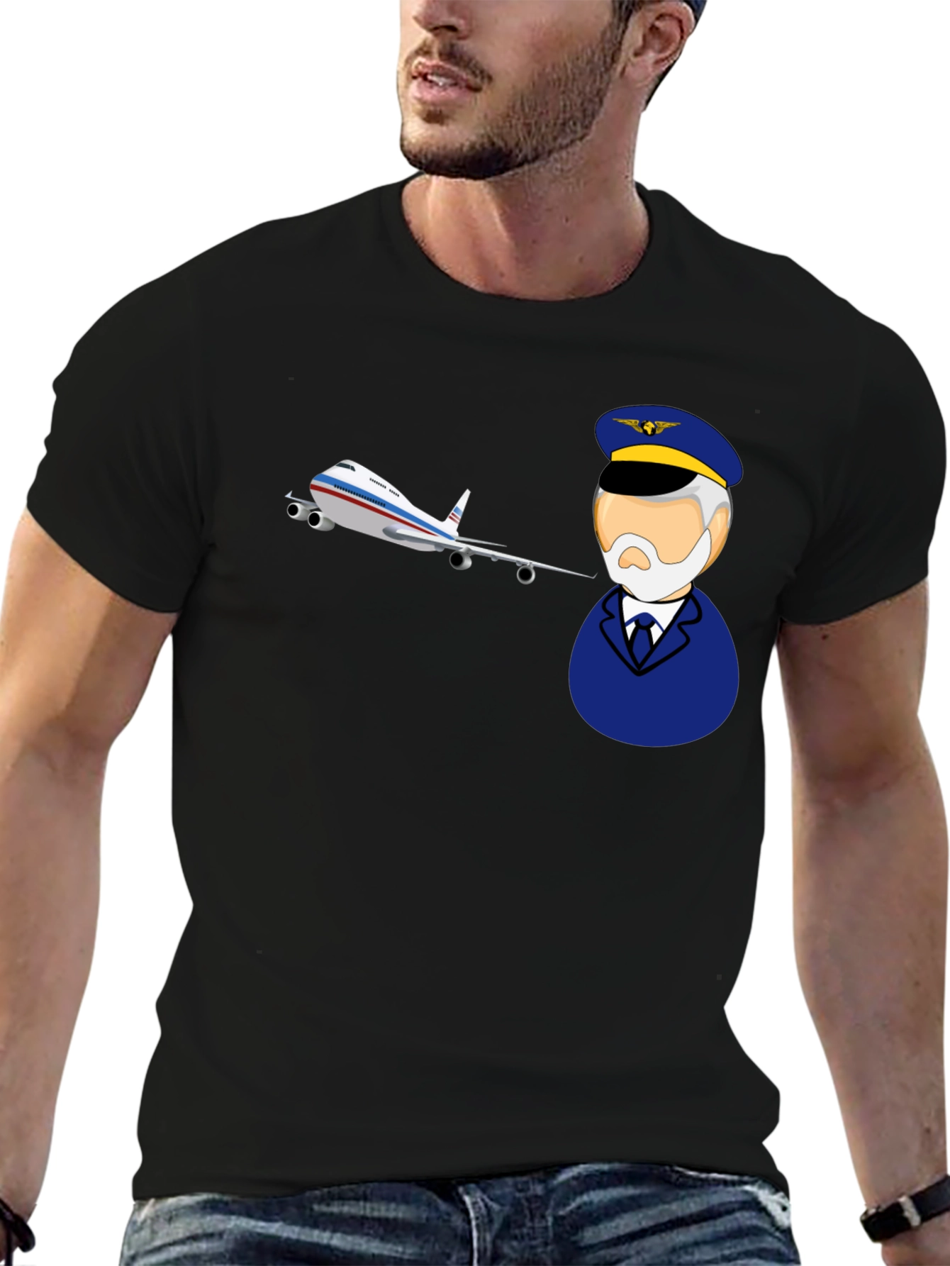 Pilot and Plane Graphic T-Shirt