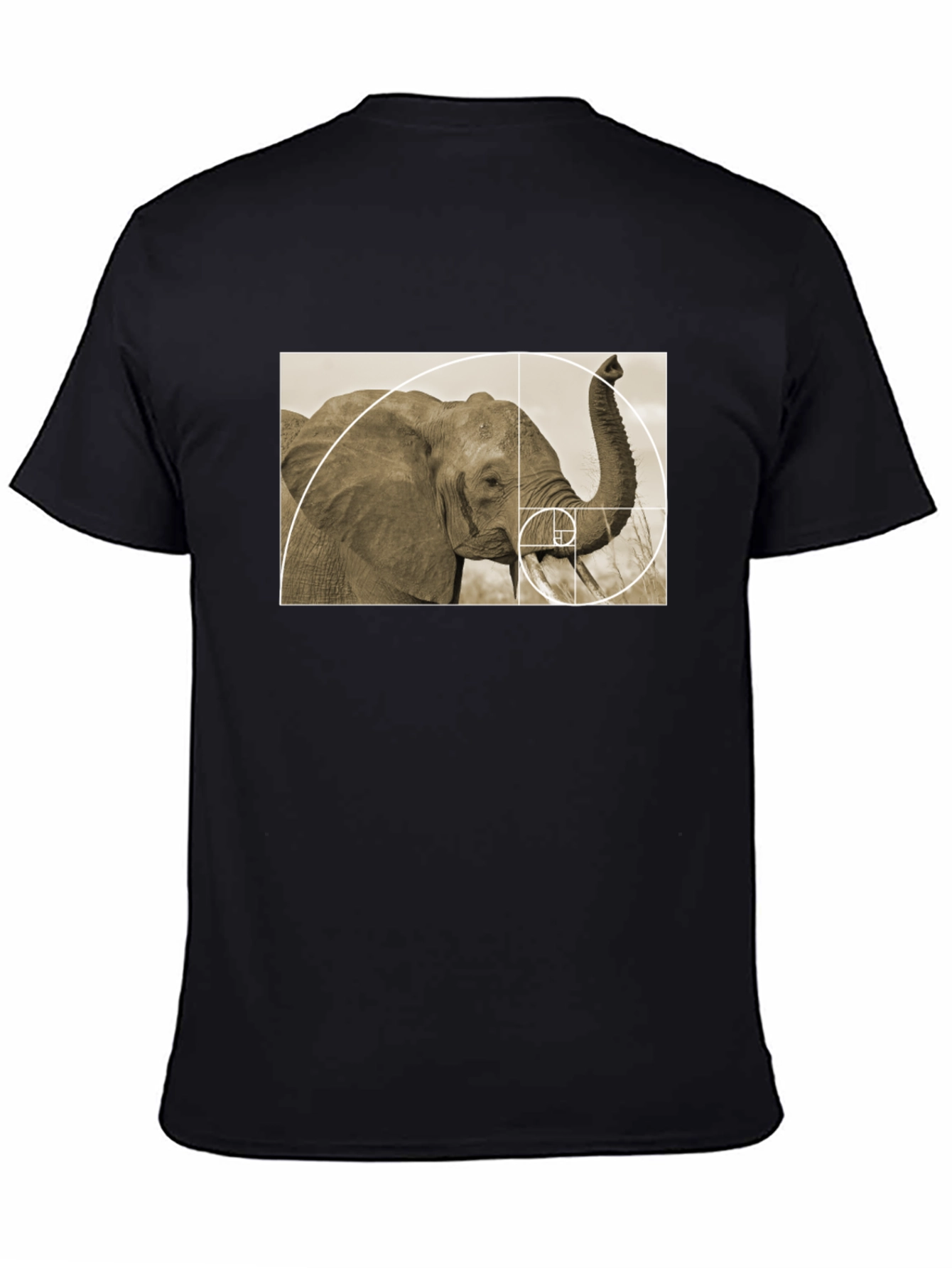 Golden Ratio Elephant Black T-Shirt