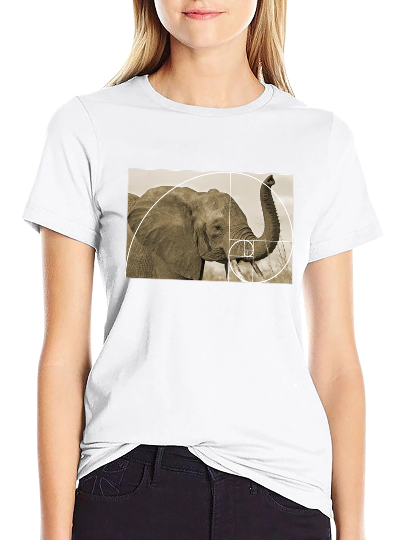 Golden Ratio Elephant Black T-Shirt