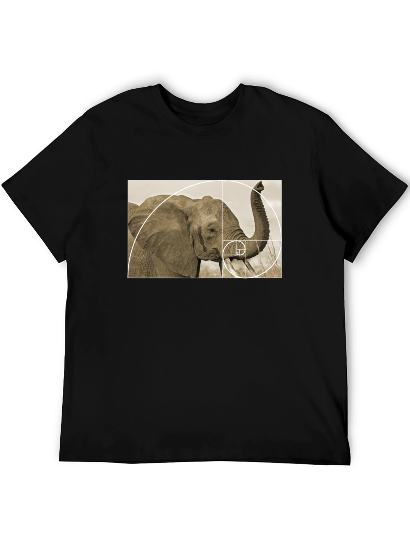 Golden Ratio Elephant Black T-Shirt