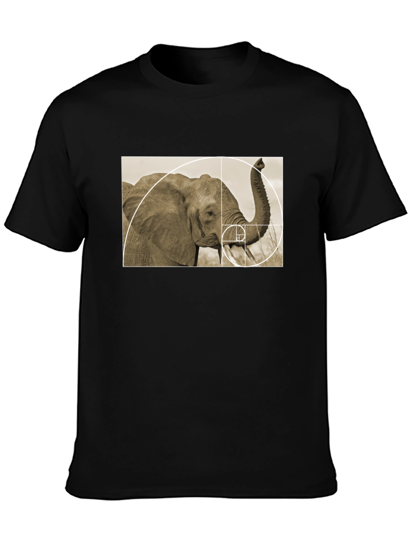 Golden Ratio Elephant Black T-Shirt