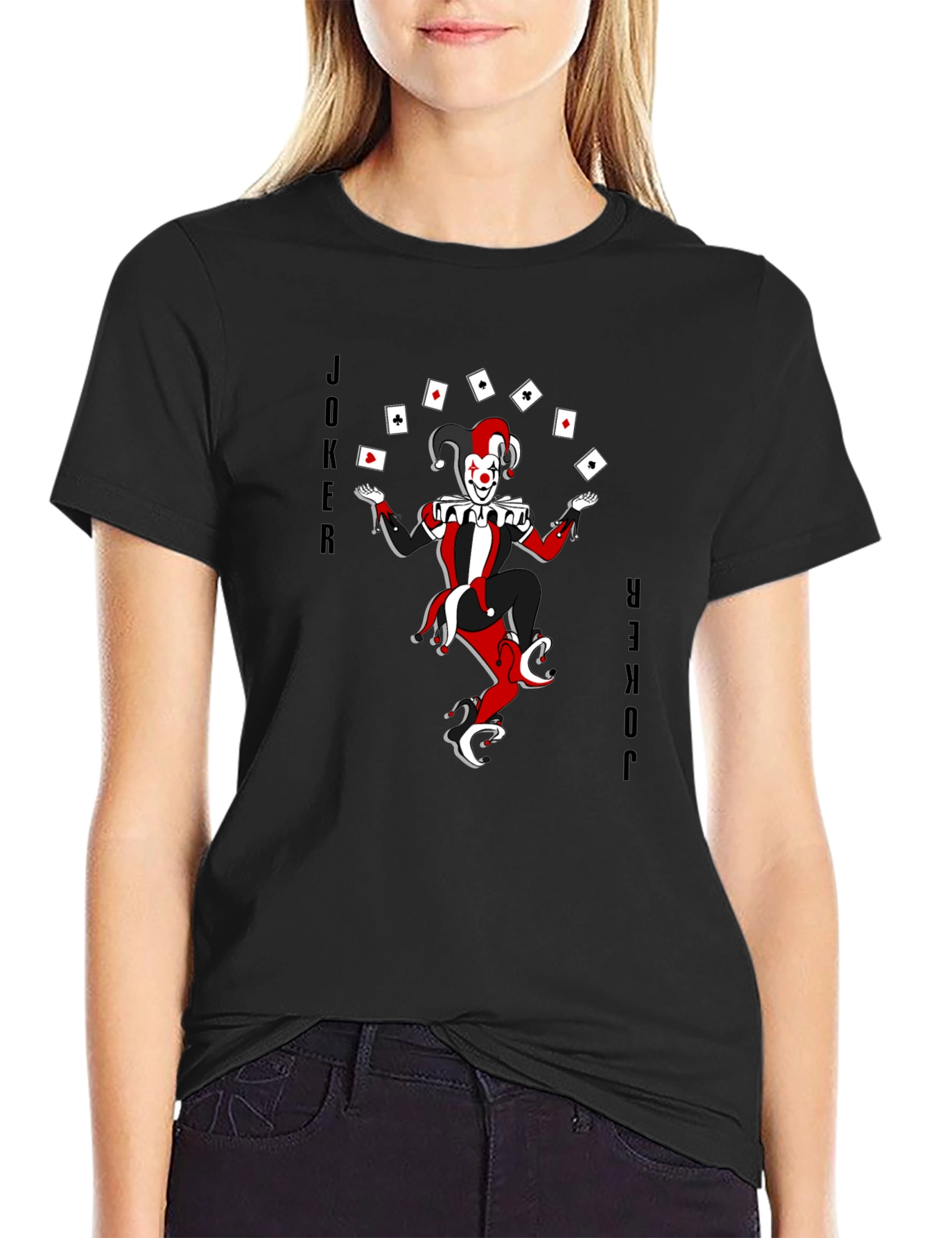 Joker Card T-Shirt - Black Cotton Crew Neck Tee
