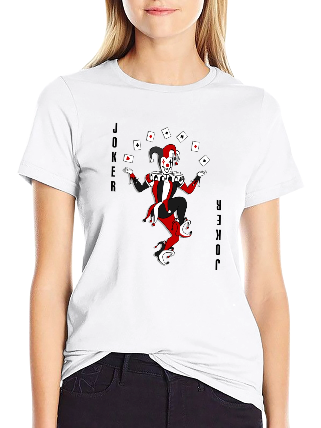 Joker Card T-Shirt - Black Cotton Crew Neck Tee