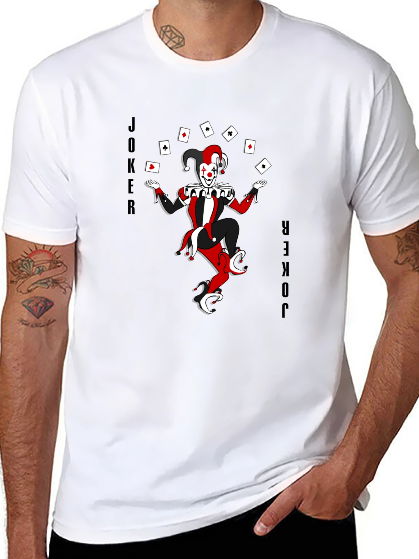 Joker Card T-Shirt - Black Cotton Crew Neck Tee