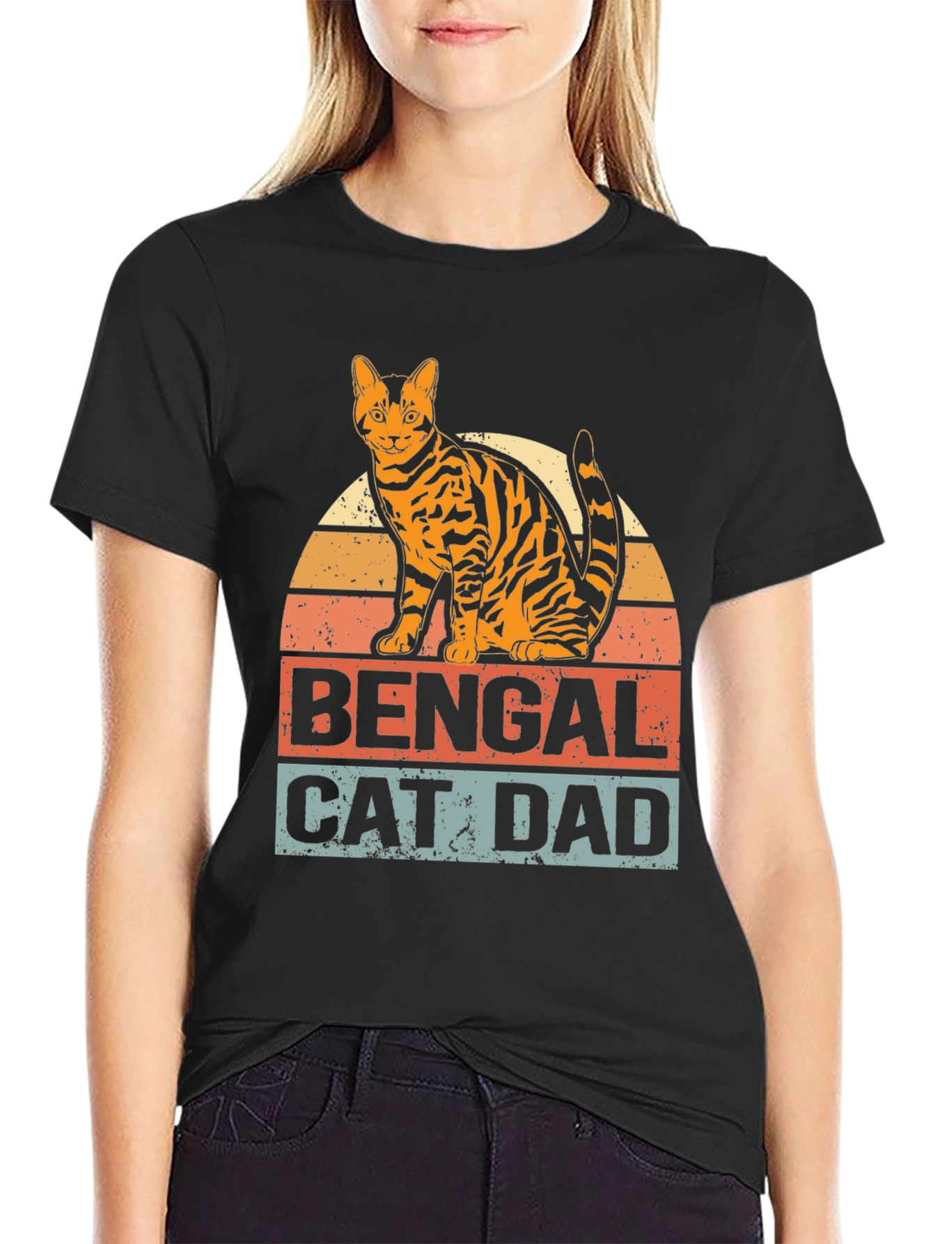 Bengal Cat Dad Graphic T-Shirt - Mens Black Tee