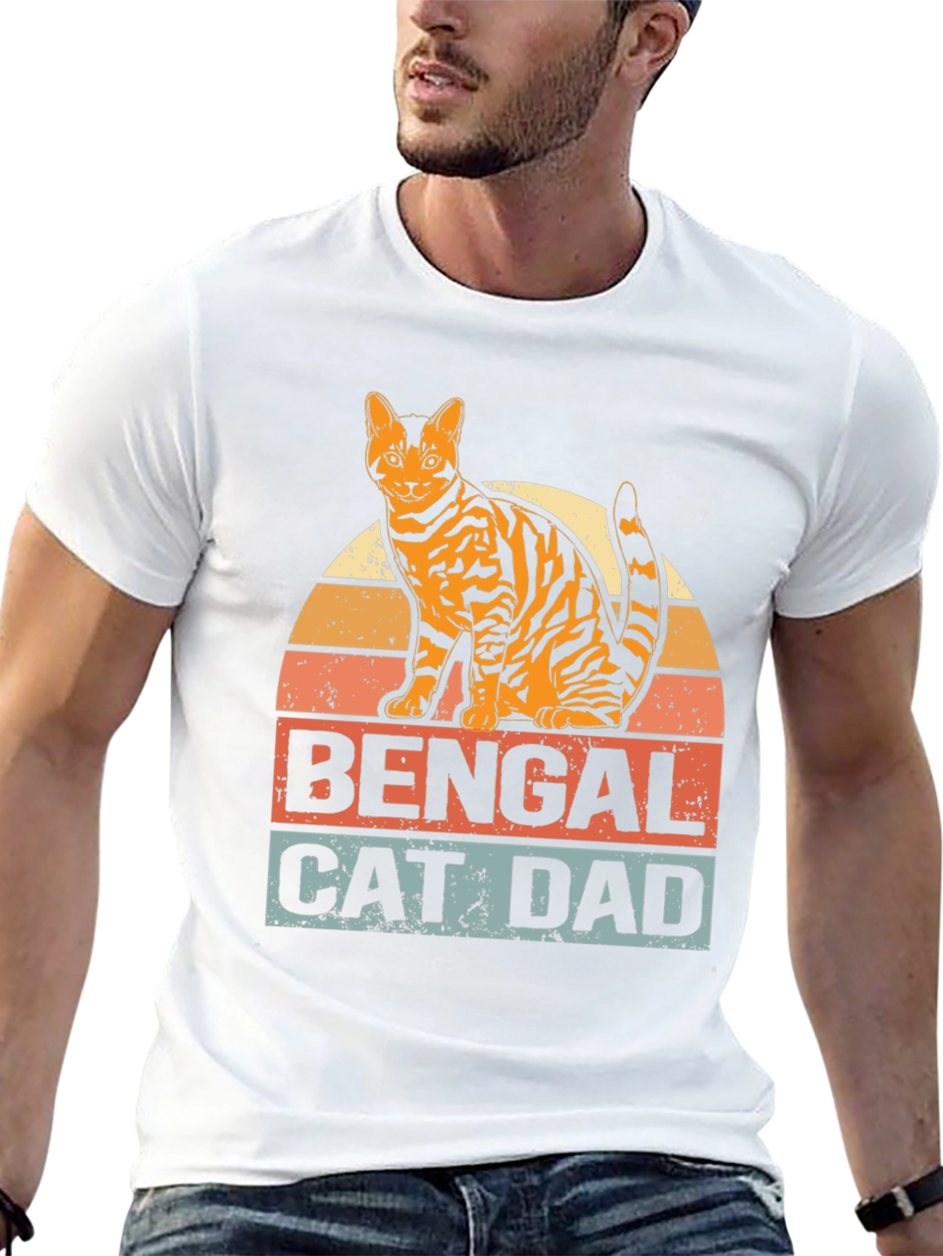 Bengal Cat Dad Graphic T-Shirt - Mens Black Tee