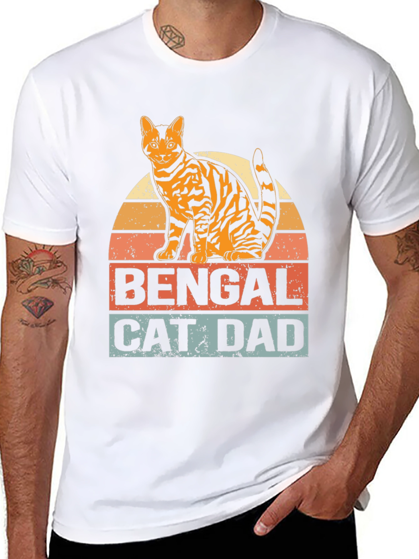 Bengal Cat Dad Graphic T-Shirt - Mens Black Tee