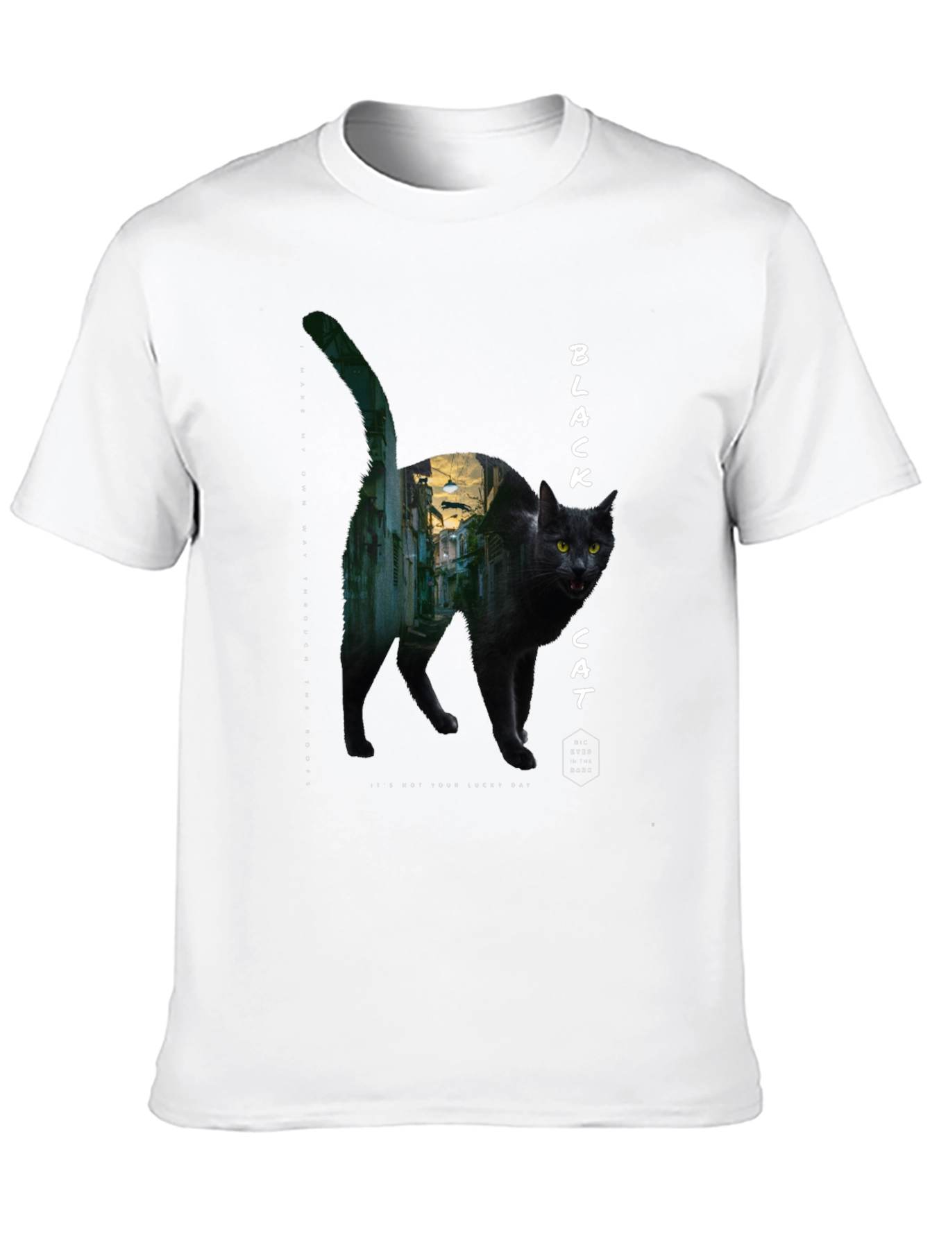 Black Cat Graphic Tee - Unisex Cotton T-Shirt