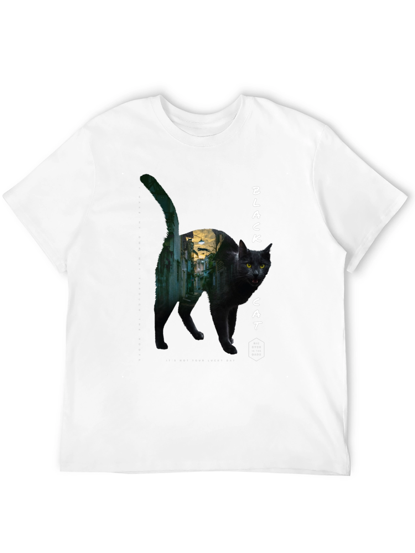 Black Cat Graphic Tee - Unisex Cotton T-Shirt