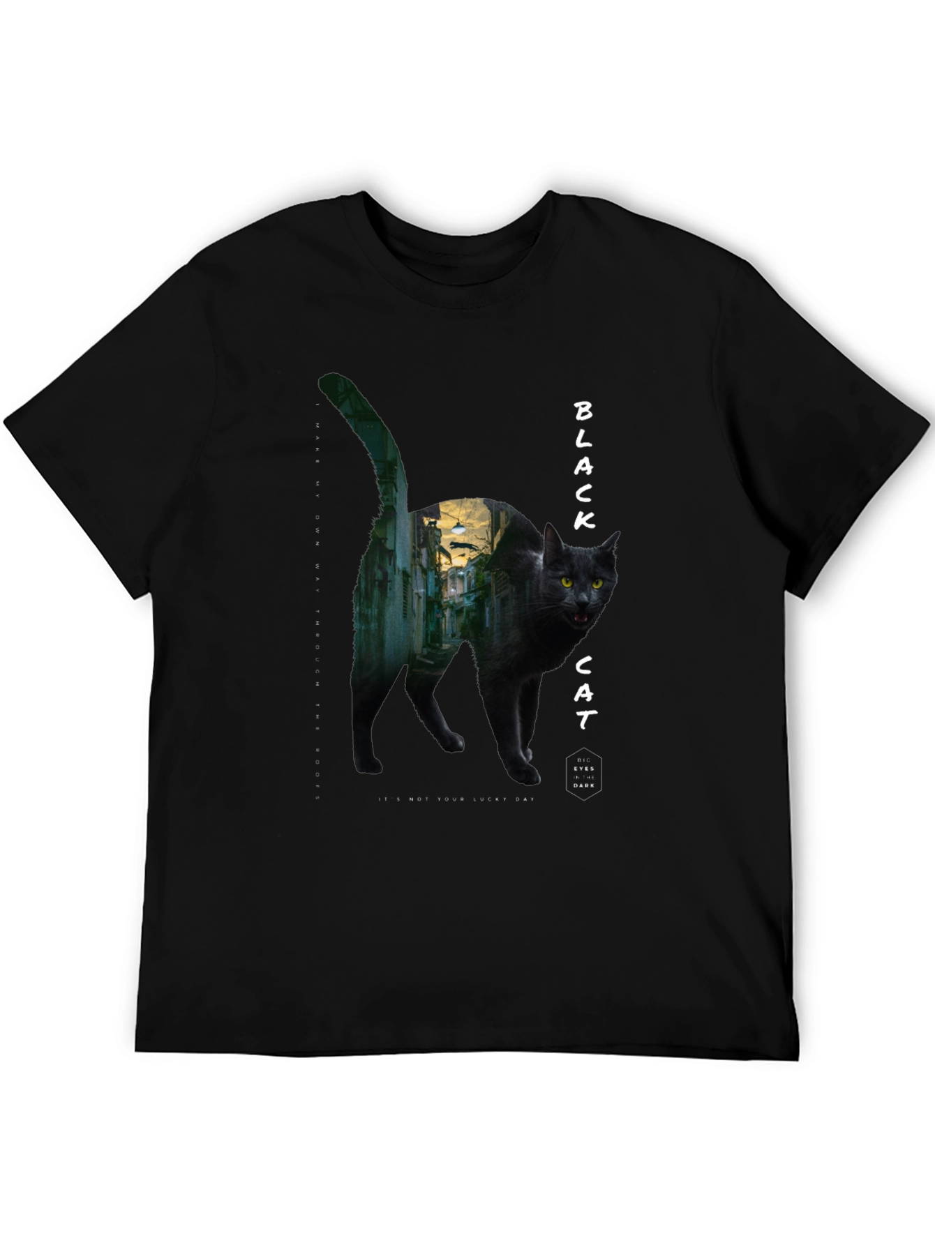 Black Cat Graphic Tee - Unisex Cotton T-Shirt