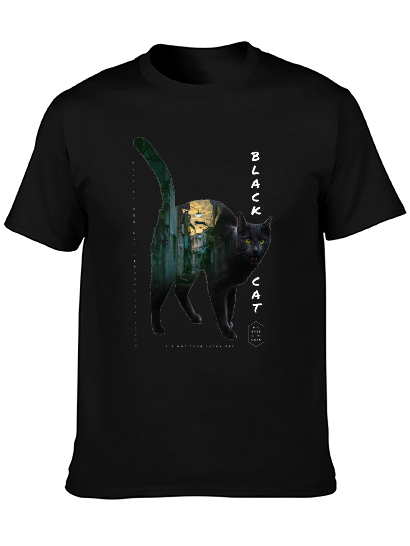 Black Cat Graphic Tee - Unisex Cotton T-Shirt