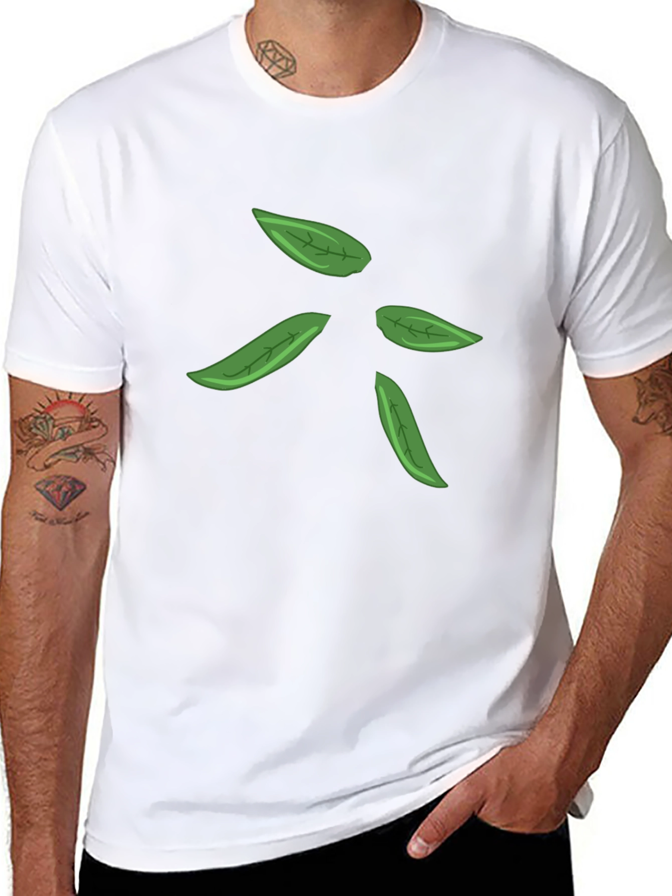 Leaf Design Black T-Shirt for Men