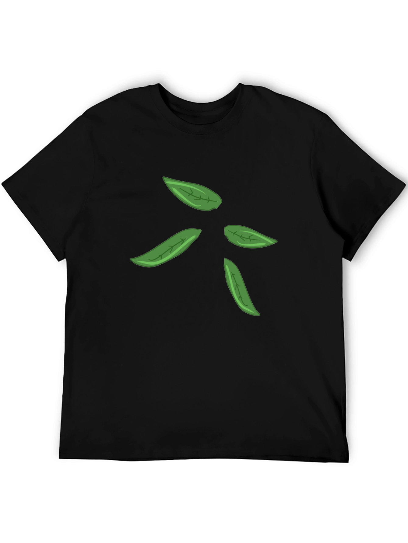 Leaf Design Black T-Shirt for Men