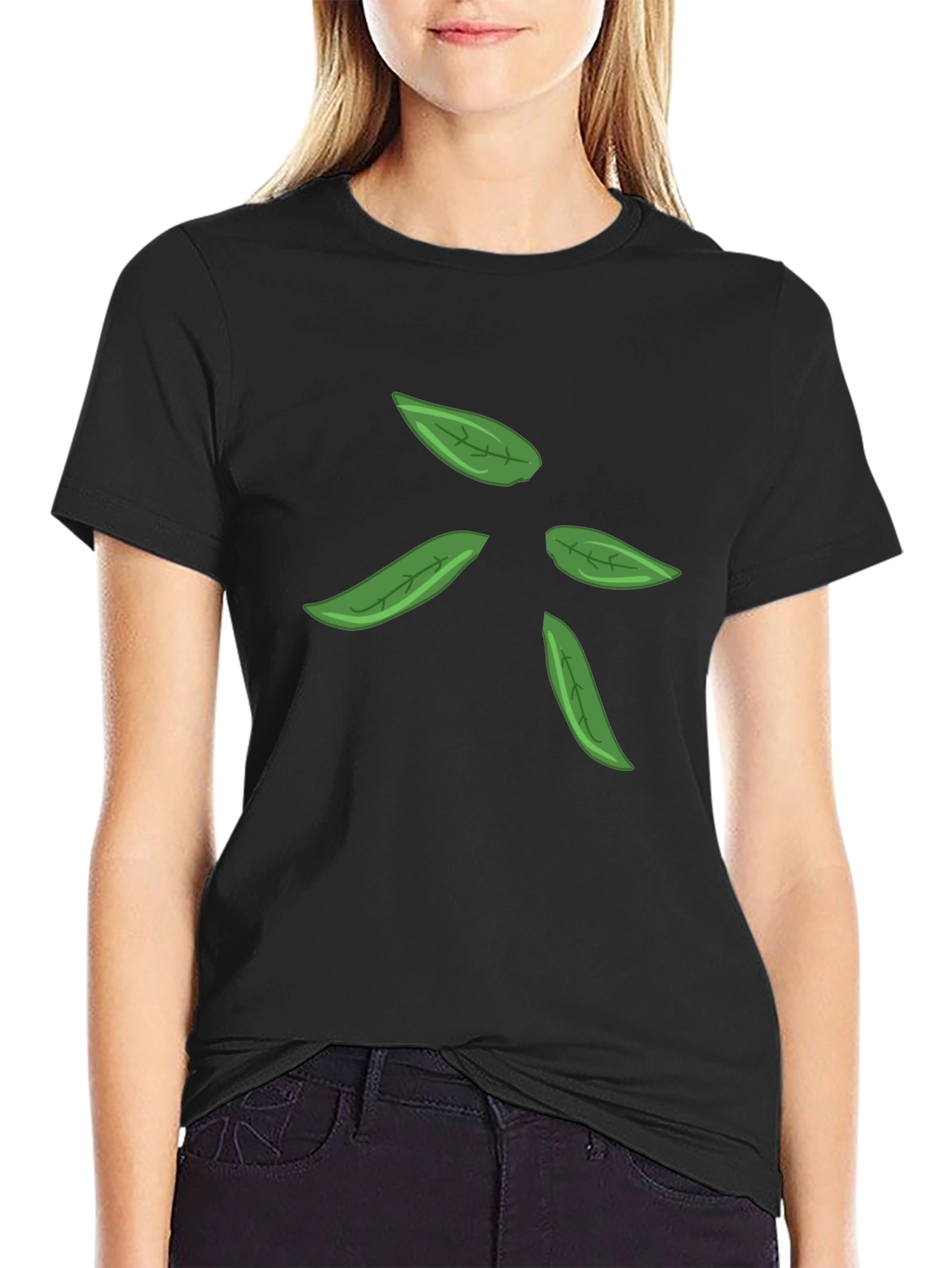 Leaf Design Black T-Shirt for Men