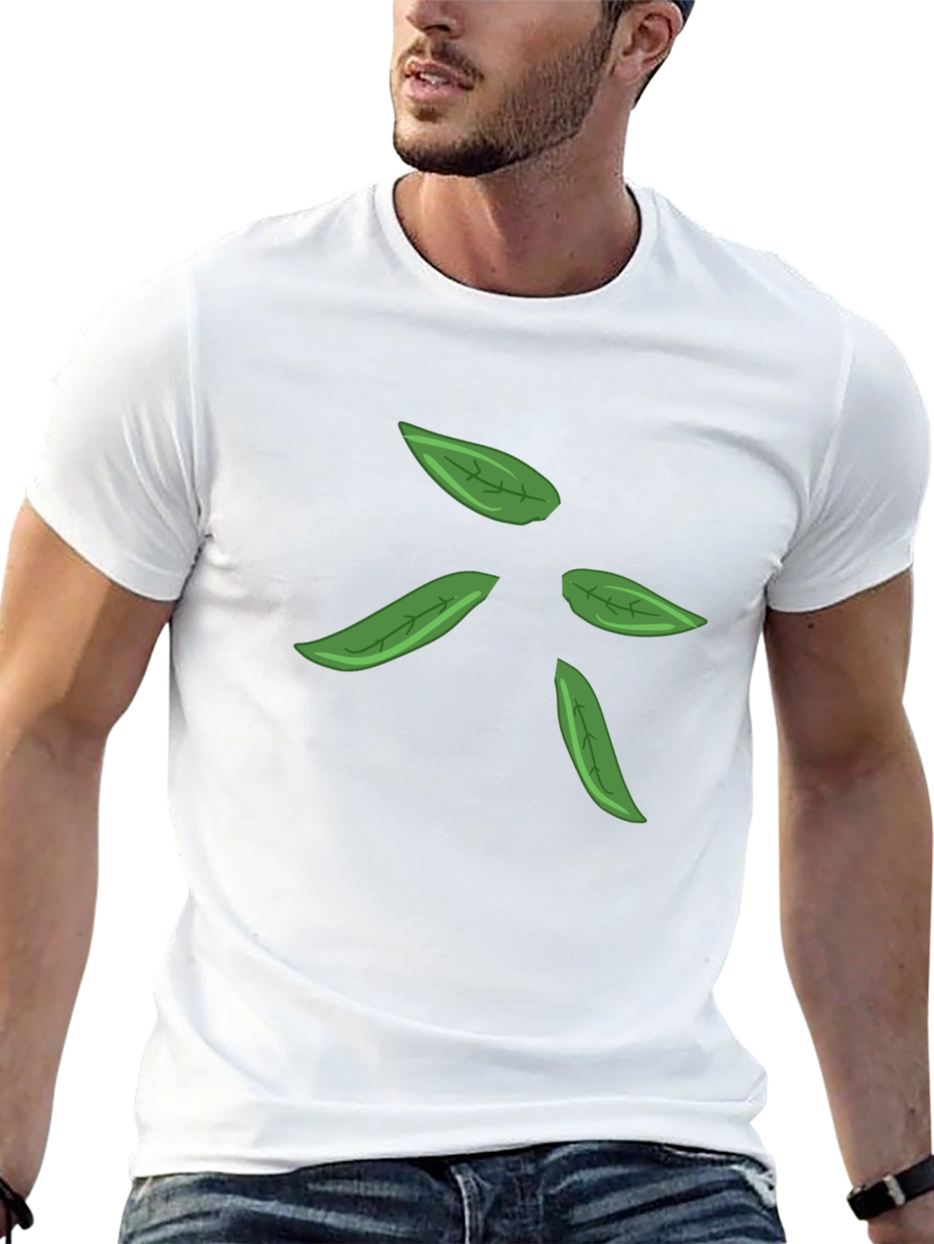 Leaf Design Black T-Shirt for Men