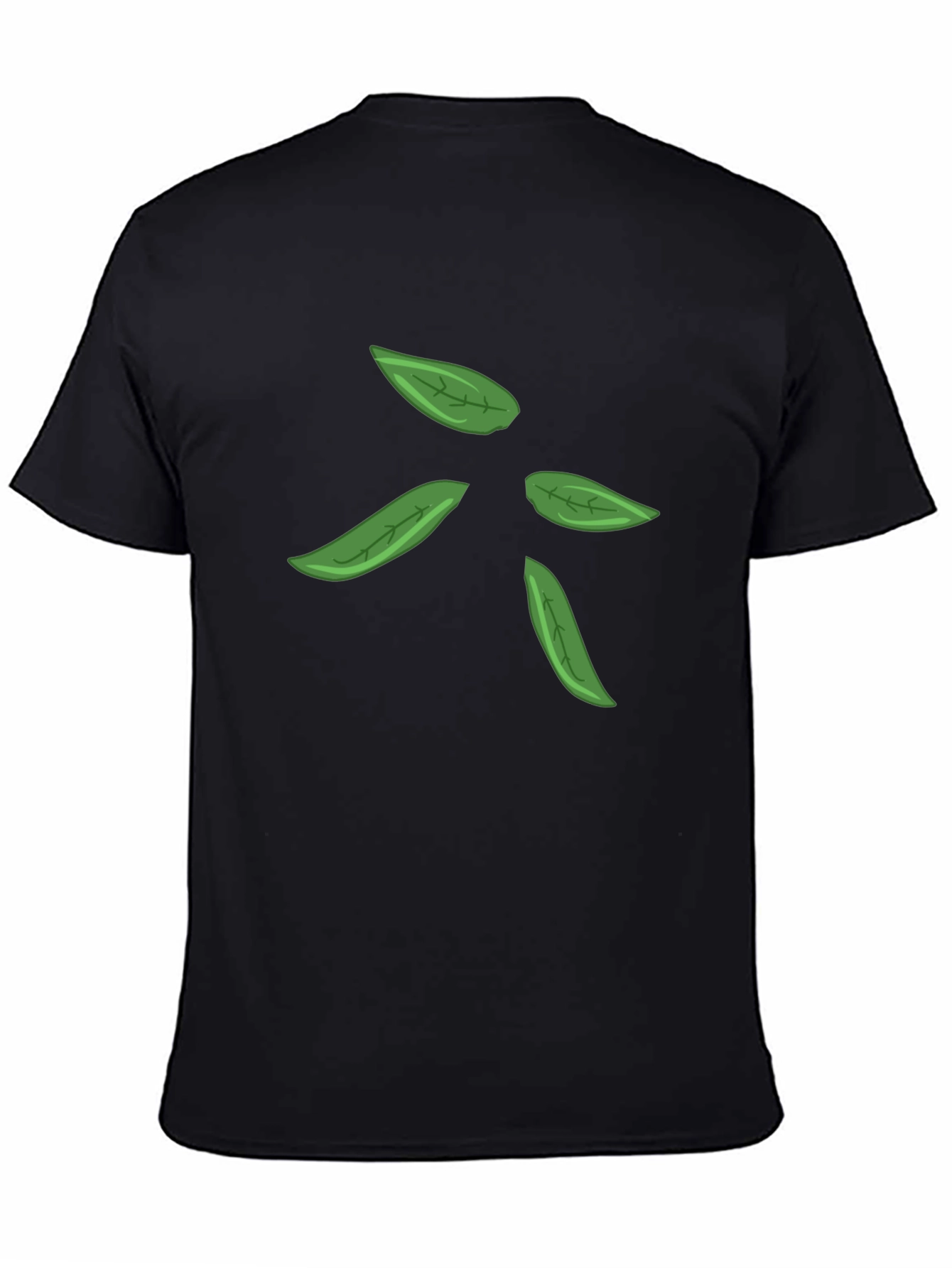 Leaf Design Black T-Shirt for Men