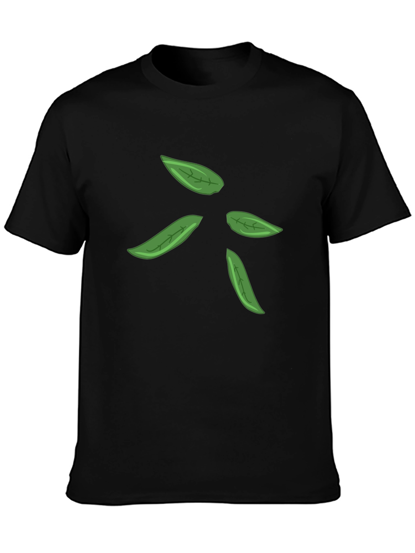 Leaf Design Black T-Shirt for Men