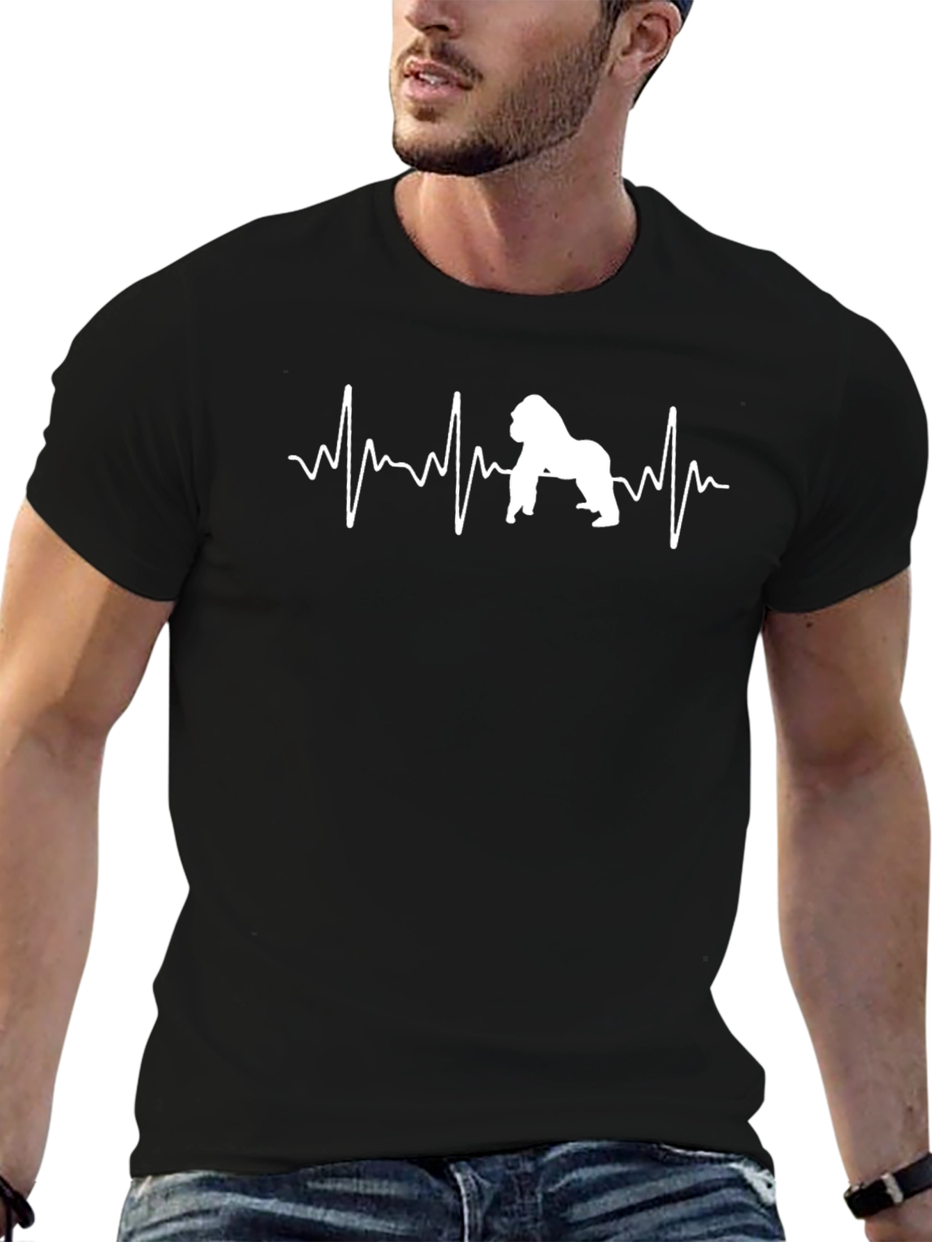 Gorilla Heartbeat T-Shirt - Black