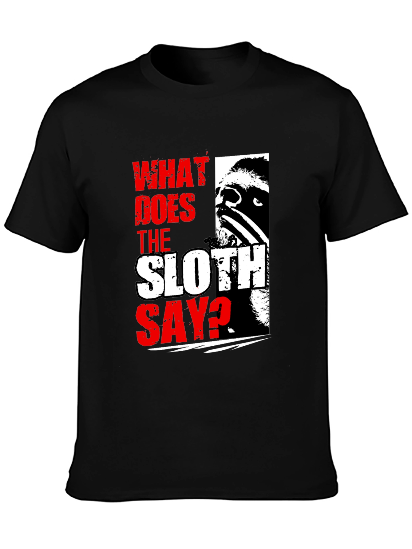 What Does The Sloth Say? Graphic Tee - Black