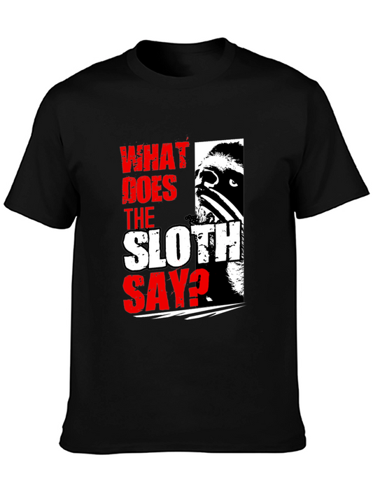 What Does The Sloth Say? Graphic Tee - Black