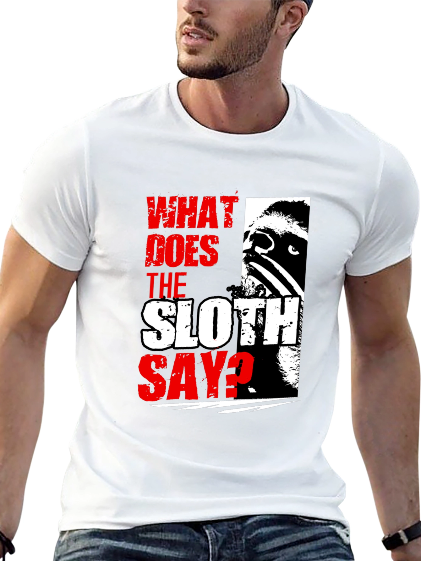 What Does The Sloth Say? Graphic Tee - Black