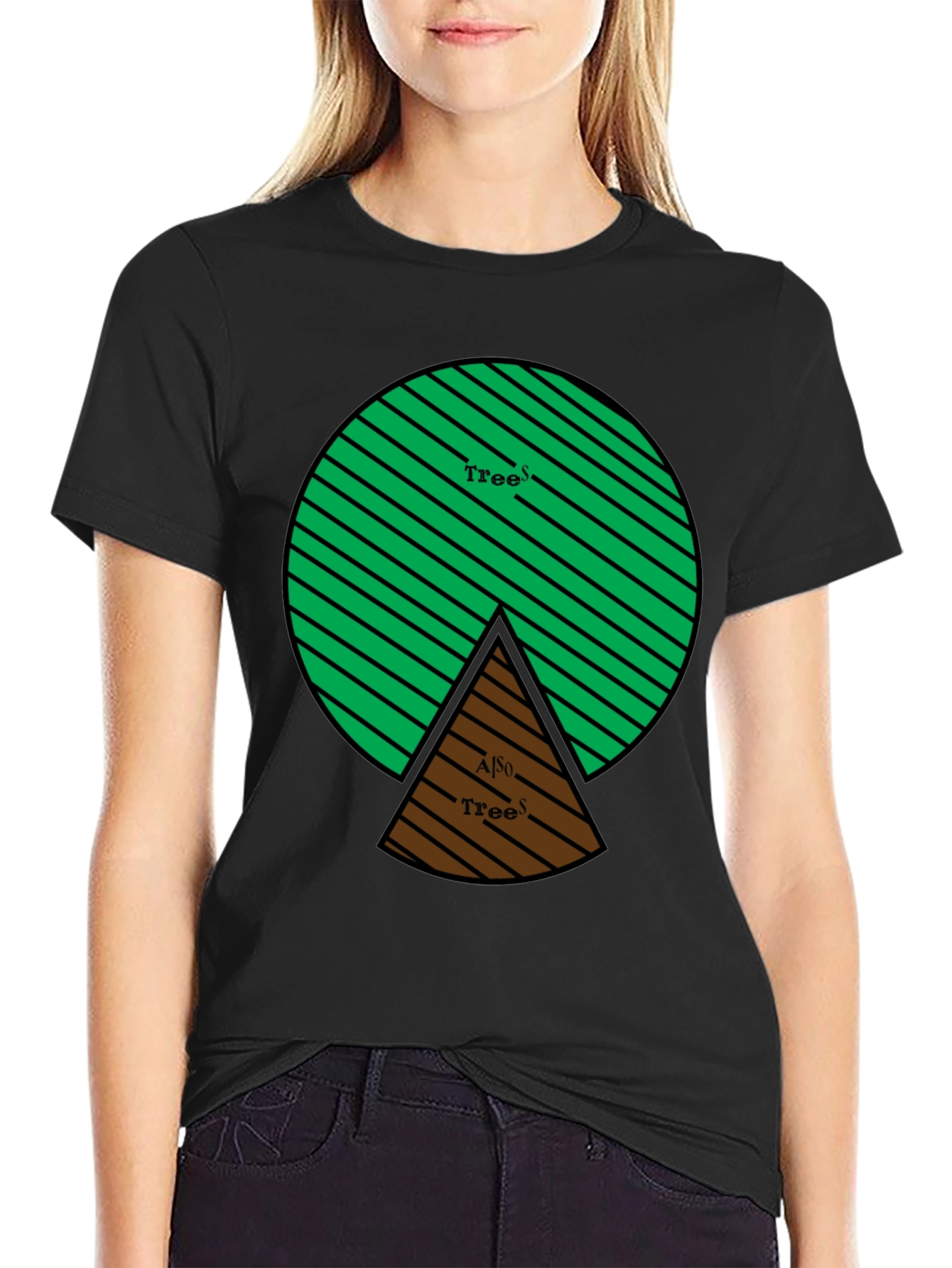 Trees Graphic Tee - Circular Design Black Shirt