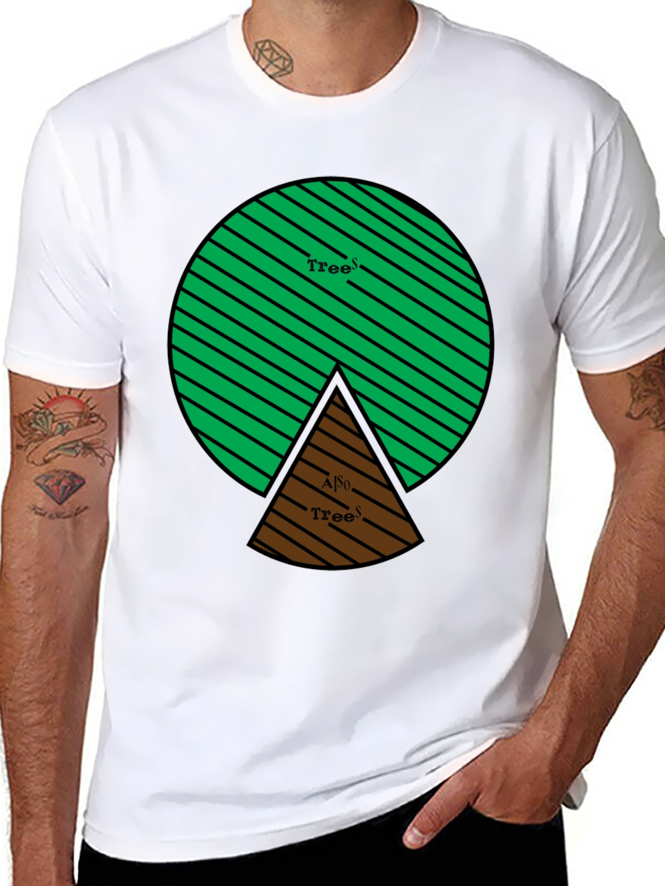 Trees Graphic Tee - Circular Design Black Shirt