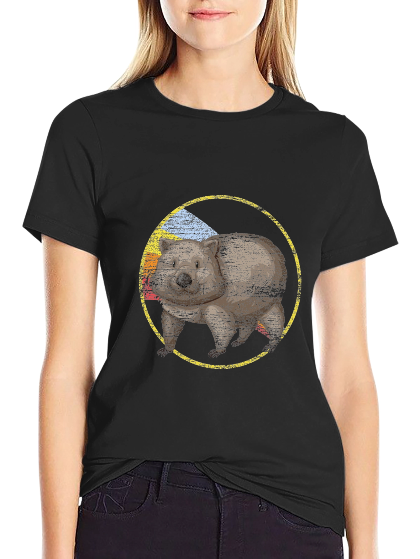 Wombat Graphic Tee - Black Crew Neck