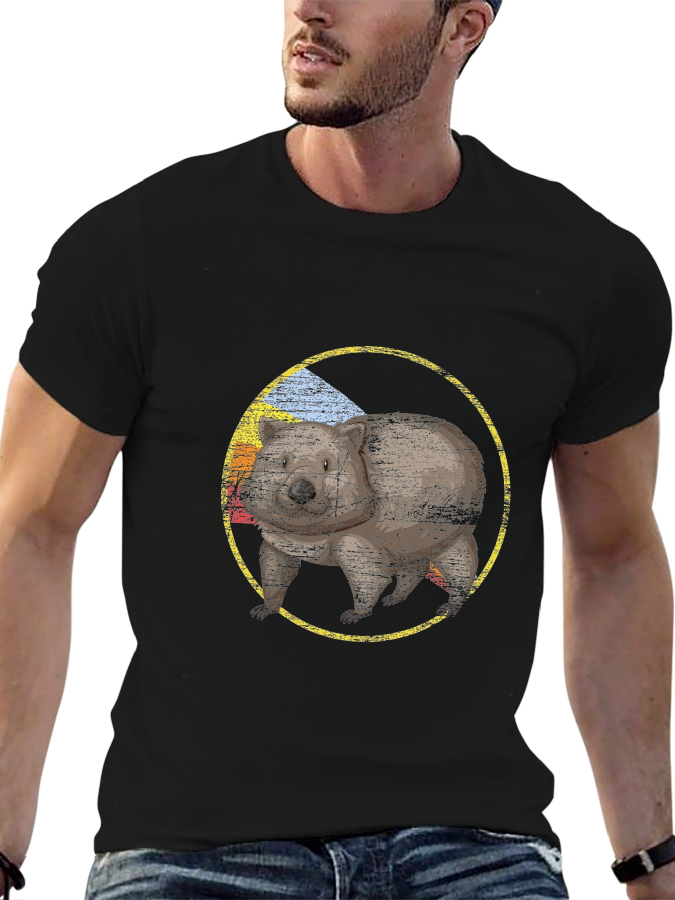 Wombat Graphic Tee - Black Crew Neck
