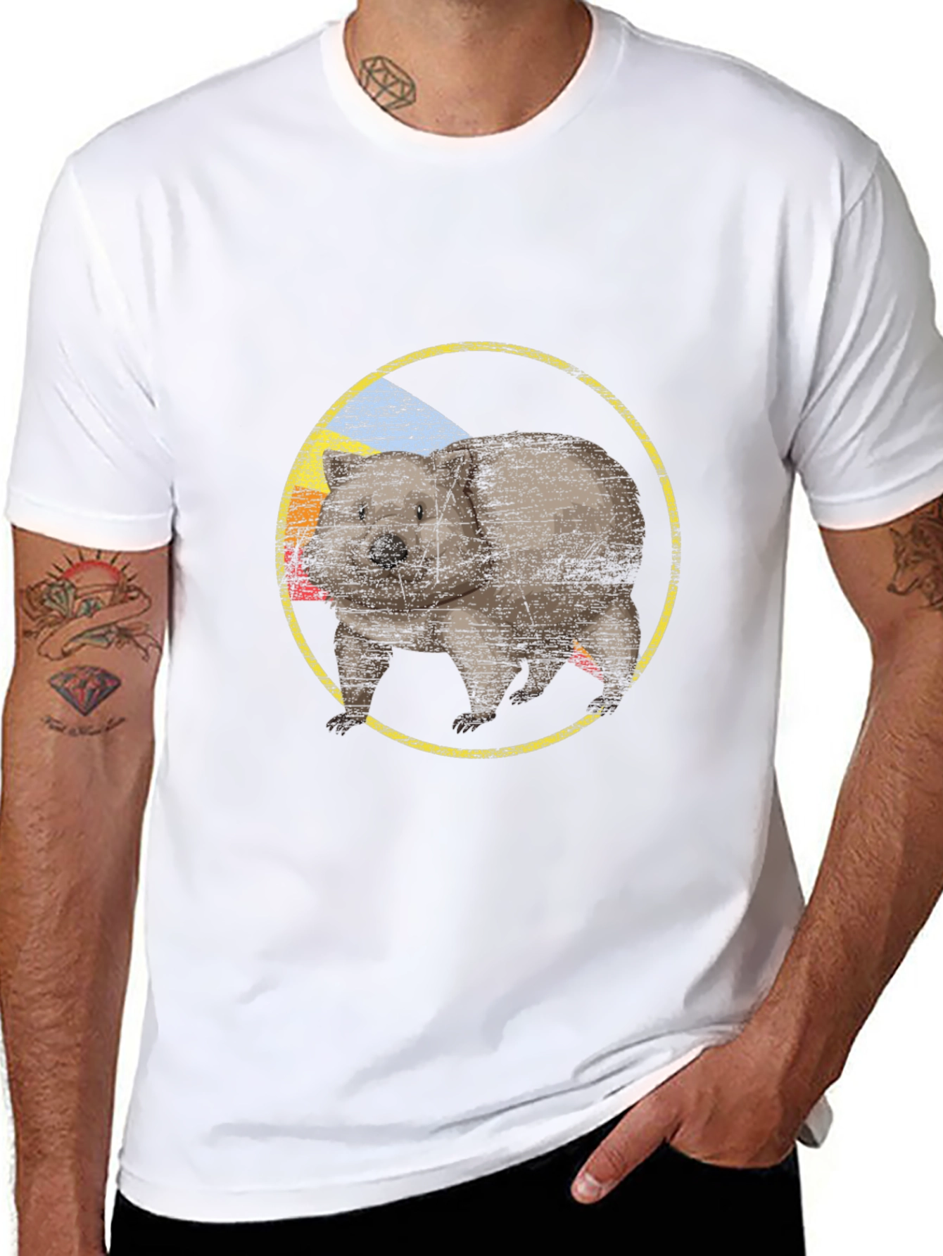 Wombat Graphic Tee - Black Crew Neck