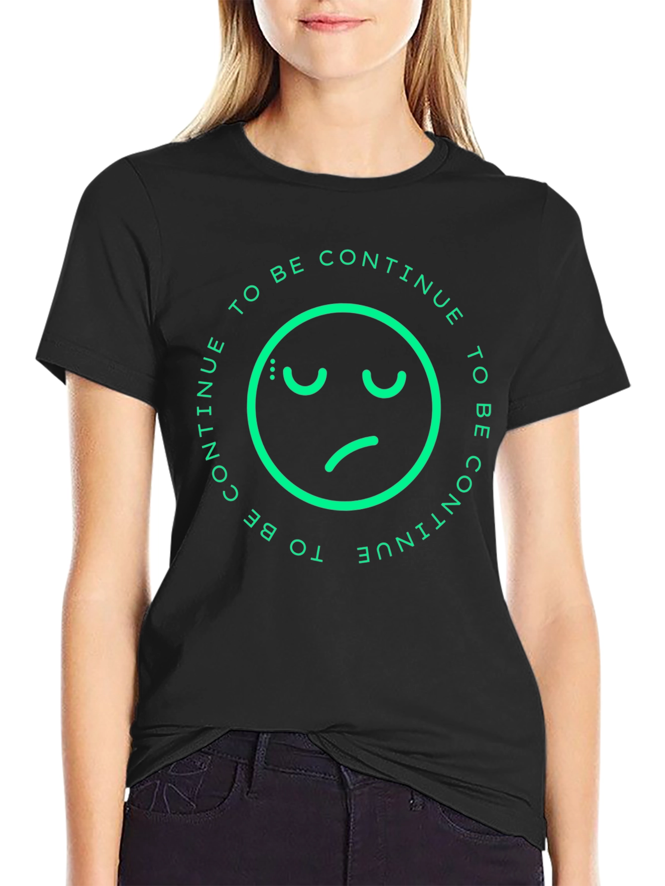 Sad Emoji To Be Continue Black T-Shirt