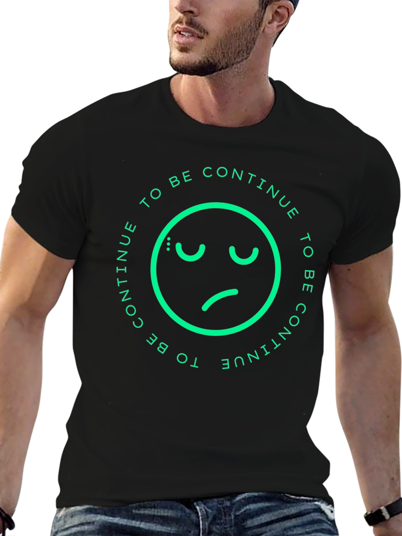 Sad Emoji To Be Continue Black T-Shirt