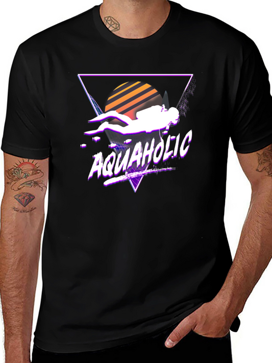 Aquaholic Scuba Diver Graphic Tee - Retro Style