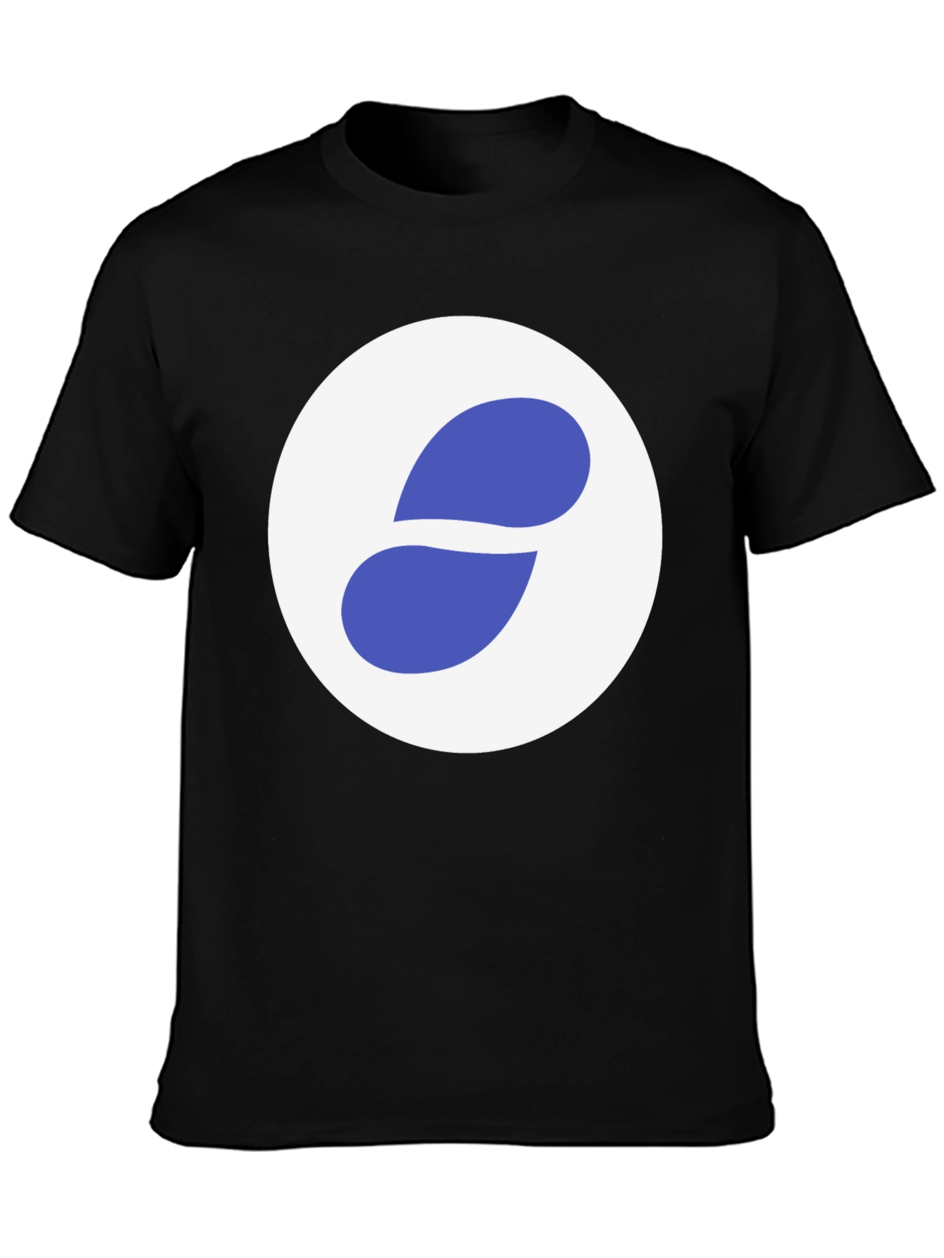 Stylish Black Tee with Abstract Blue and White Graphic