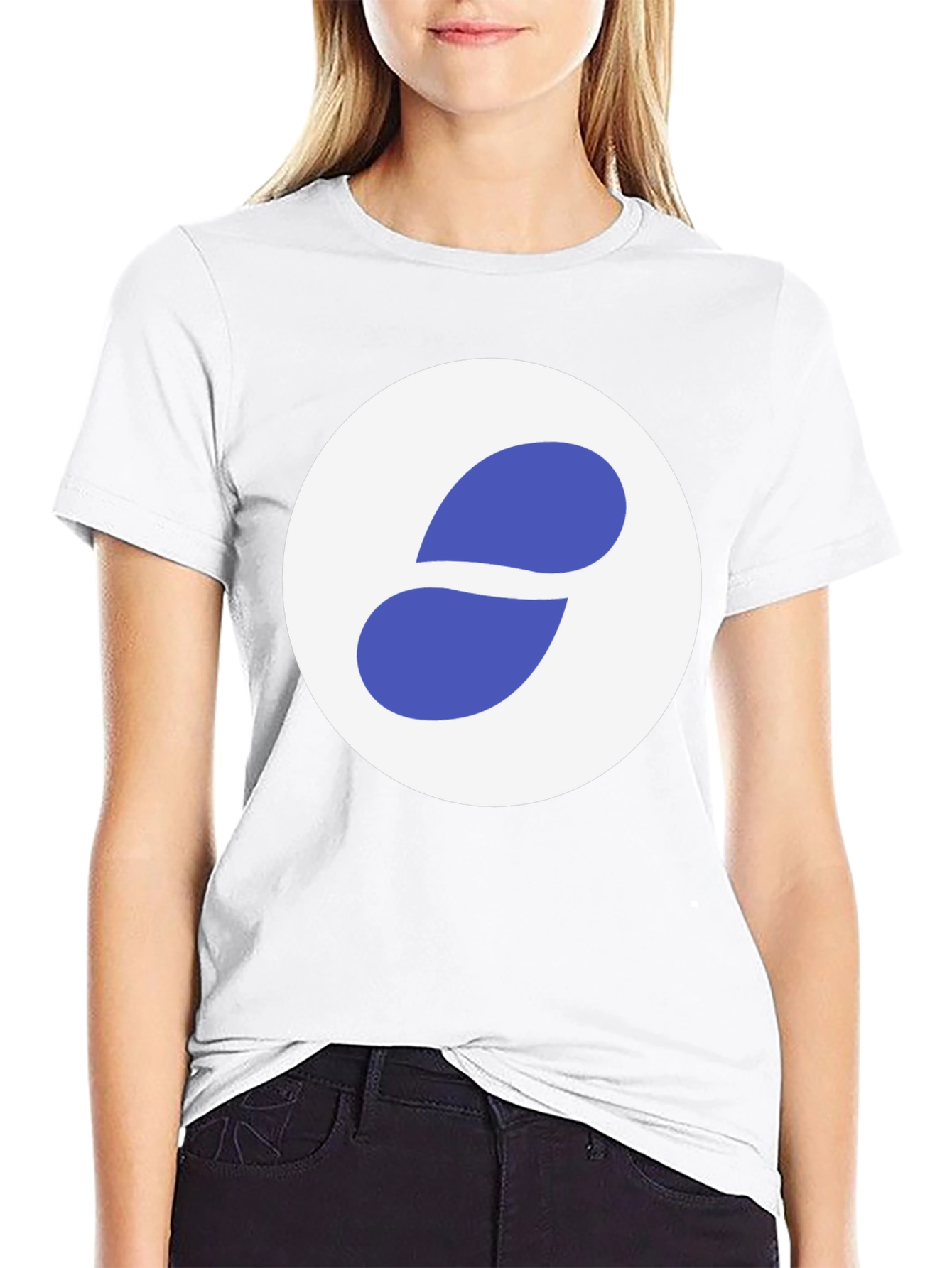 Stylish Black Tee with Abstract Blue and White Graphic
