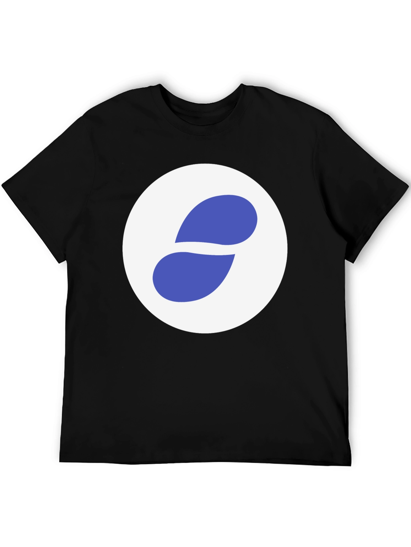 Stylish Black Tee with Abstract Blue and White Graphic
