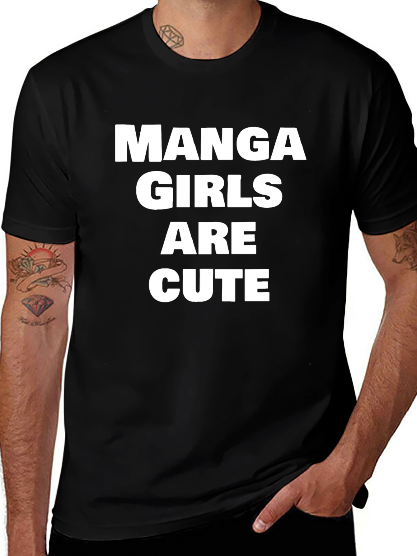 Manga Girls Are Cute Black T-Shirt