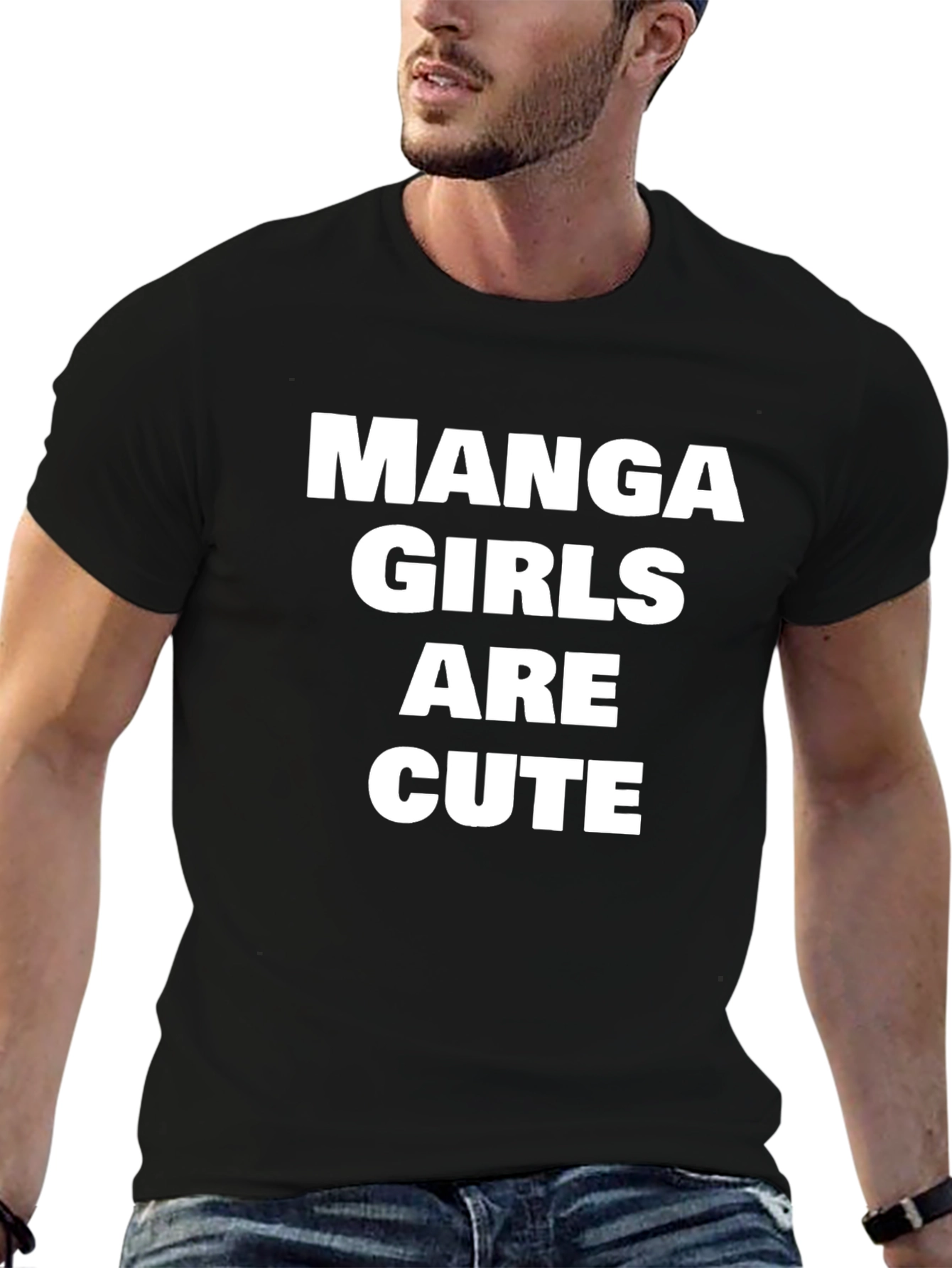 Manga Girls Are Cute Black T-Shirt