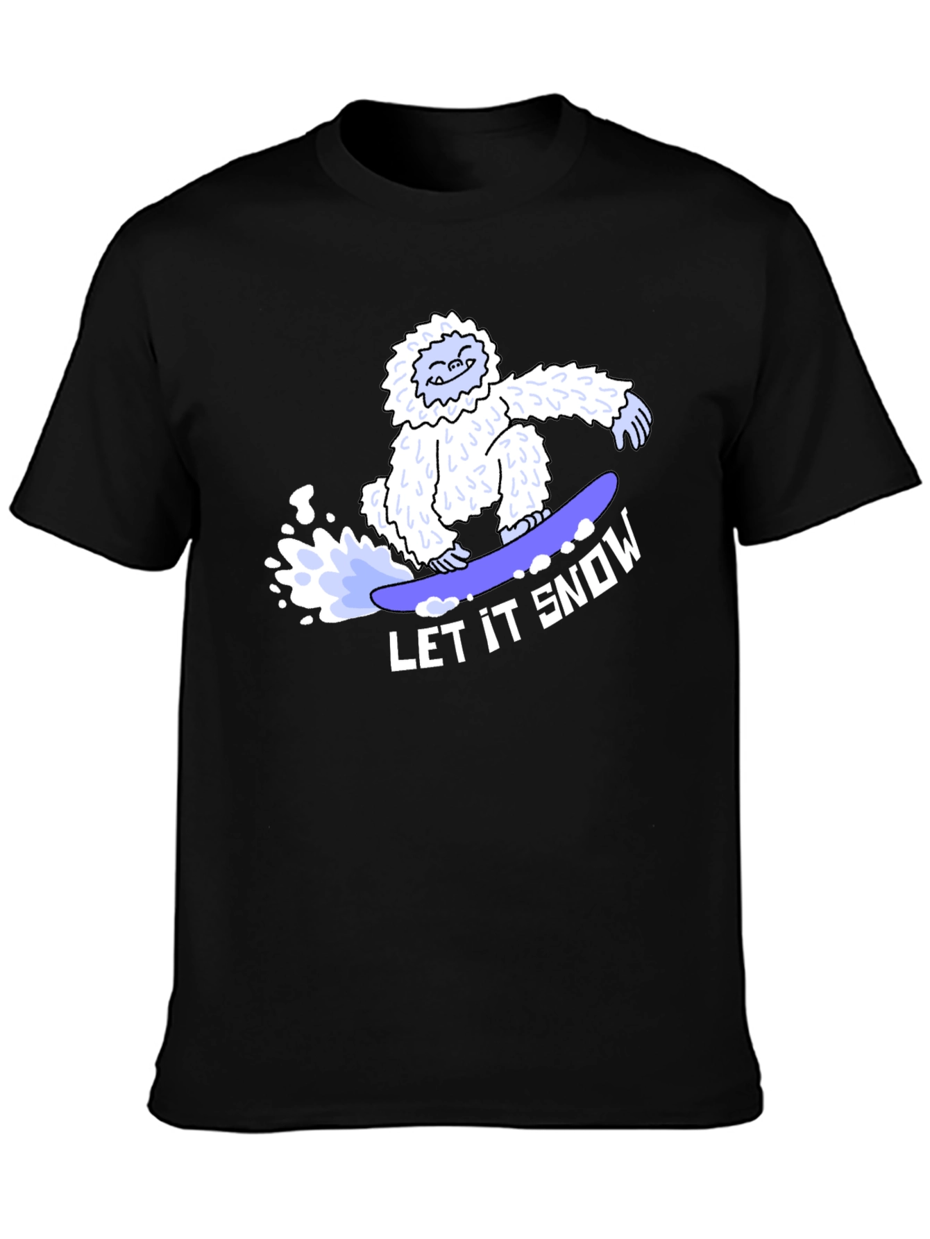 Let it Snow Bigfoot Snowboarding Graphic Tee - Black