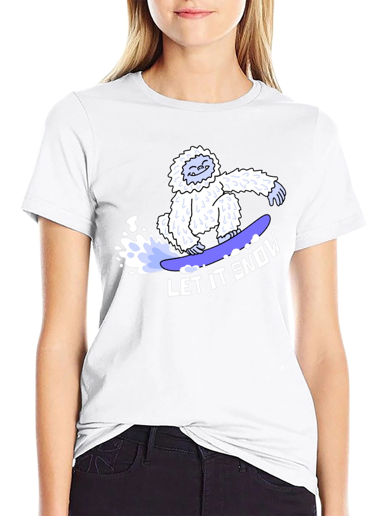 Let it Snow Bigfoot Snowboarding Graphic Tee - Black