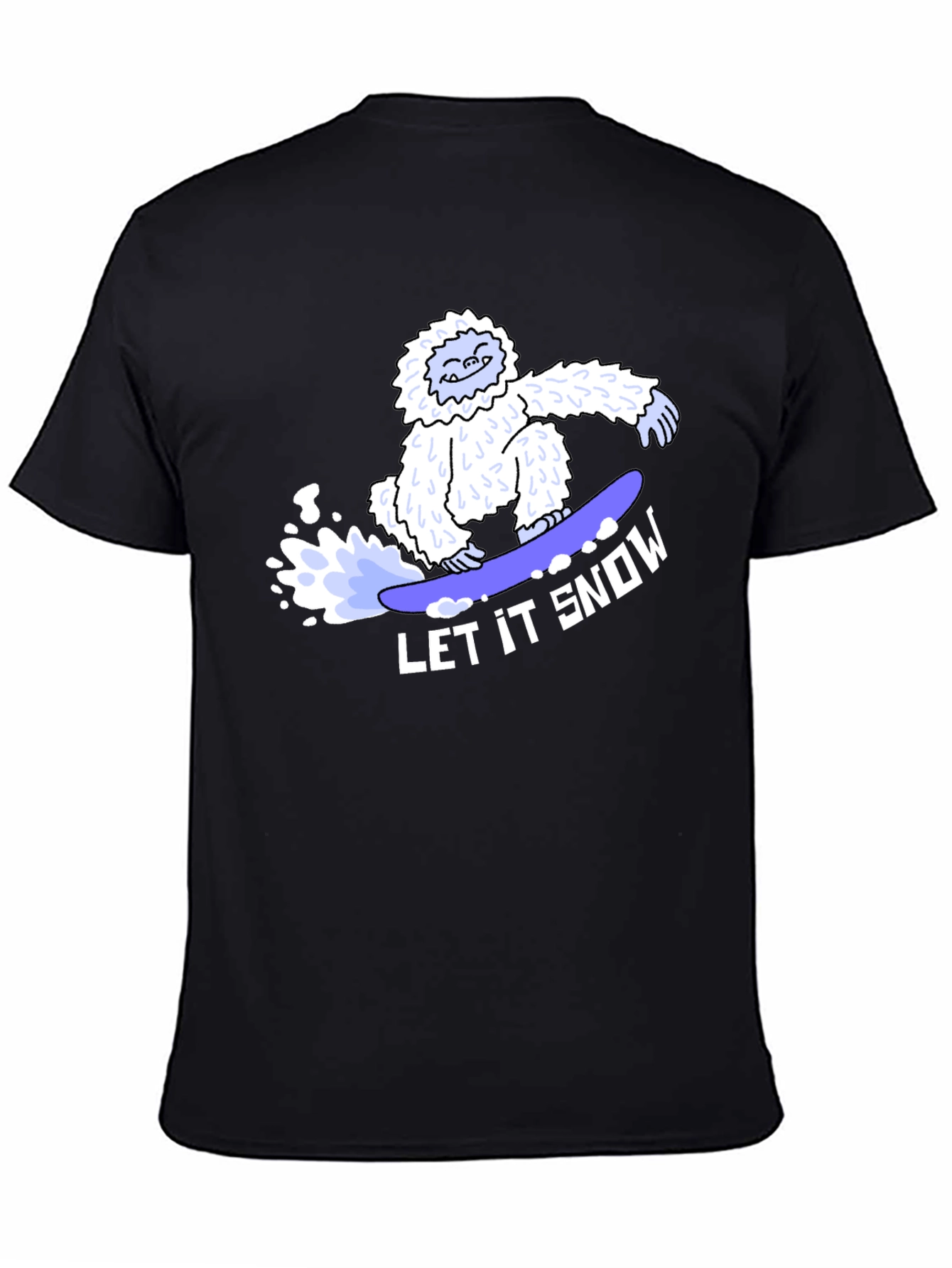 Let it Snow Bigfoot Snowboarding Graphic Tee - Black
