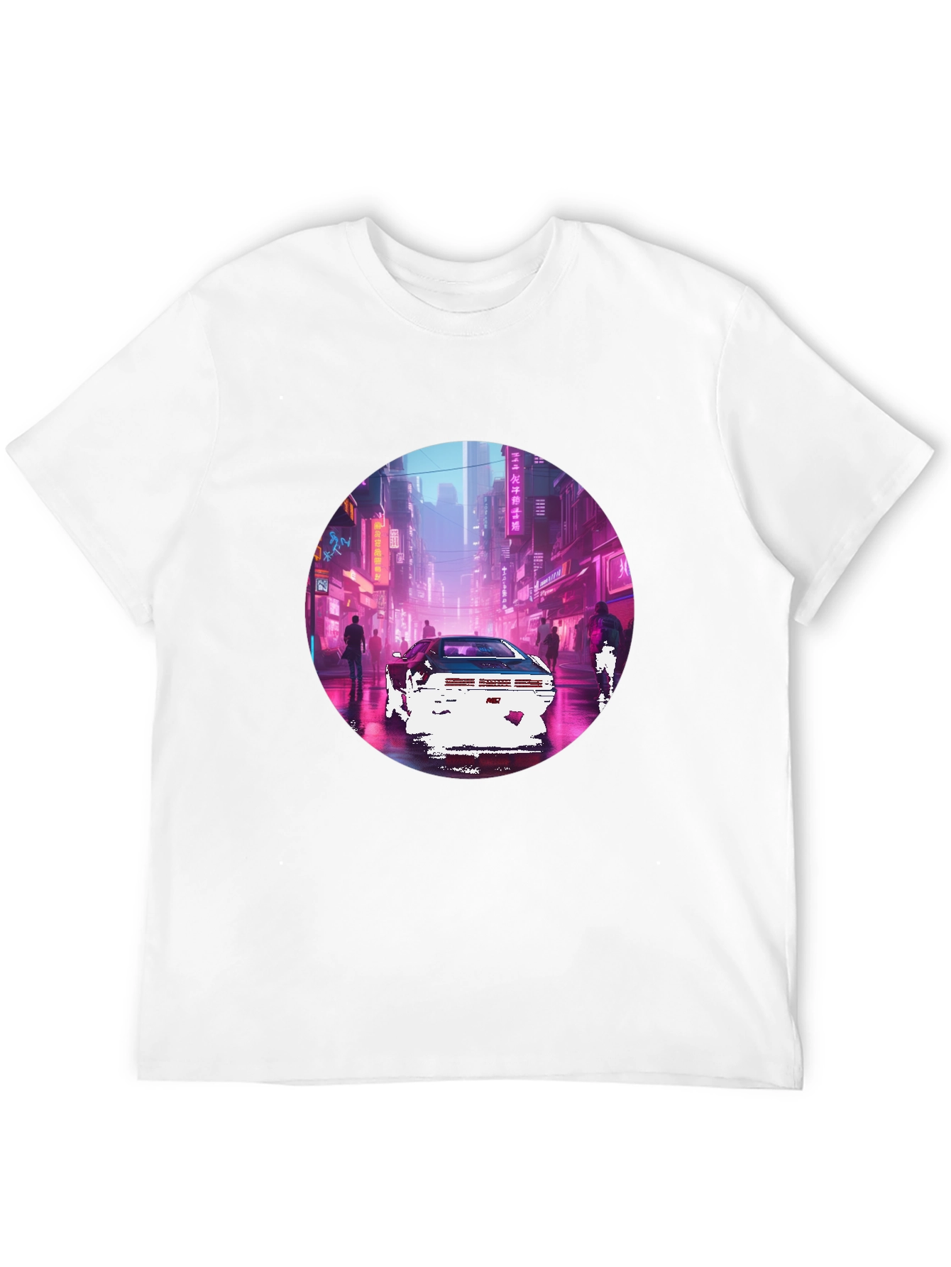 Retro Cyberpunk Car Graphic Tee - Black