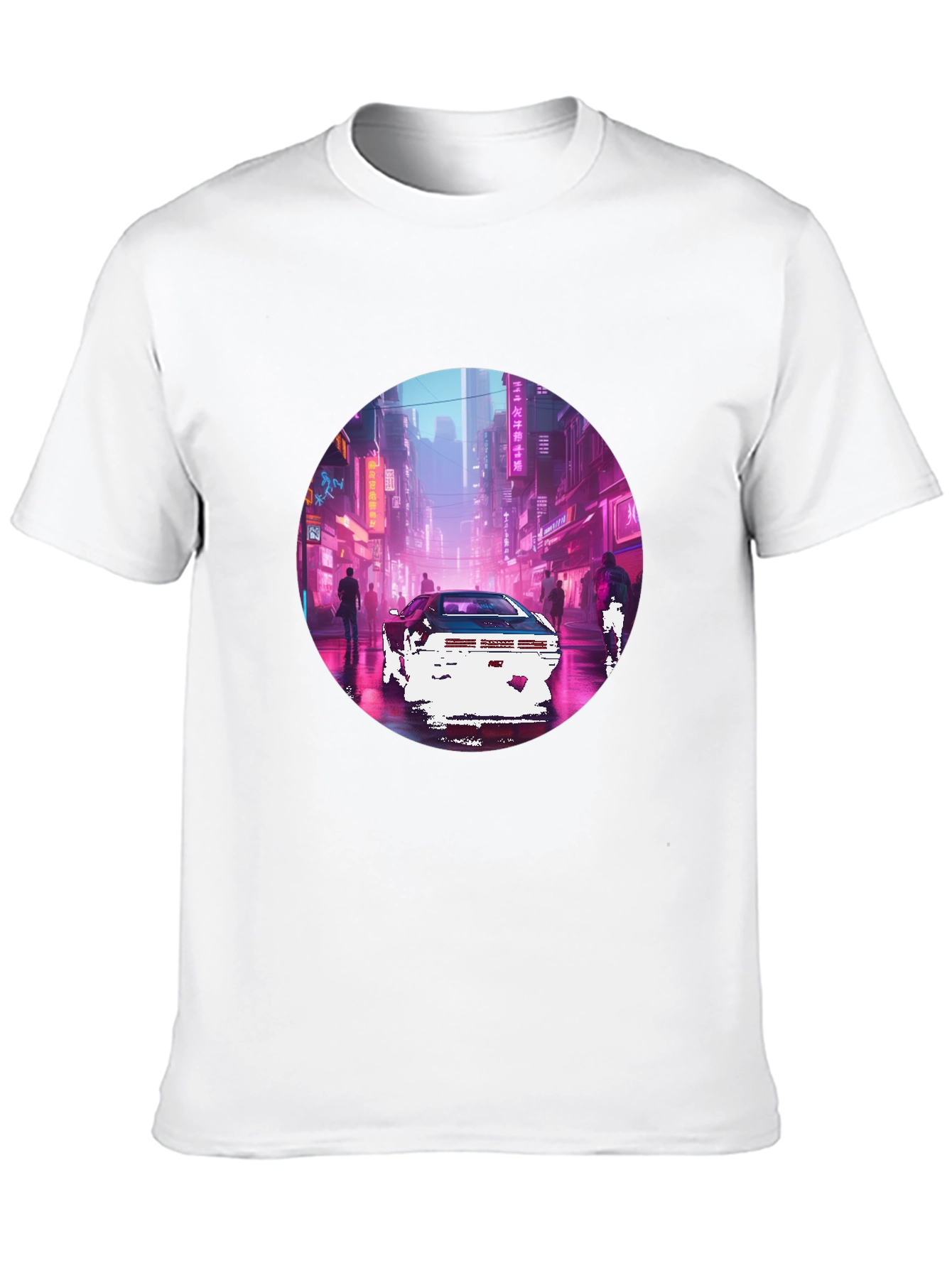 Retro Cyberpunk Car Graphic Tee - Black