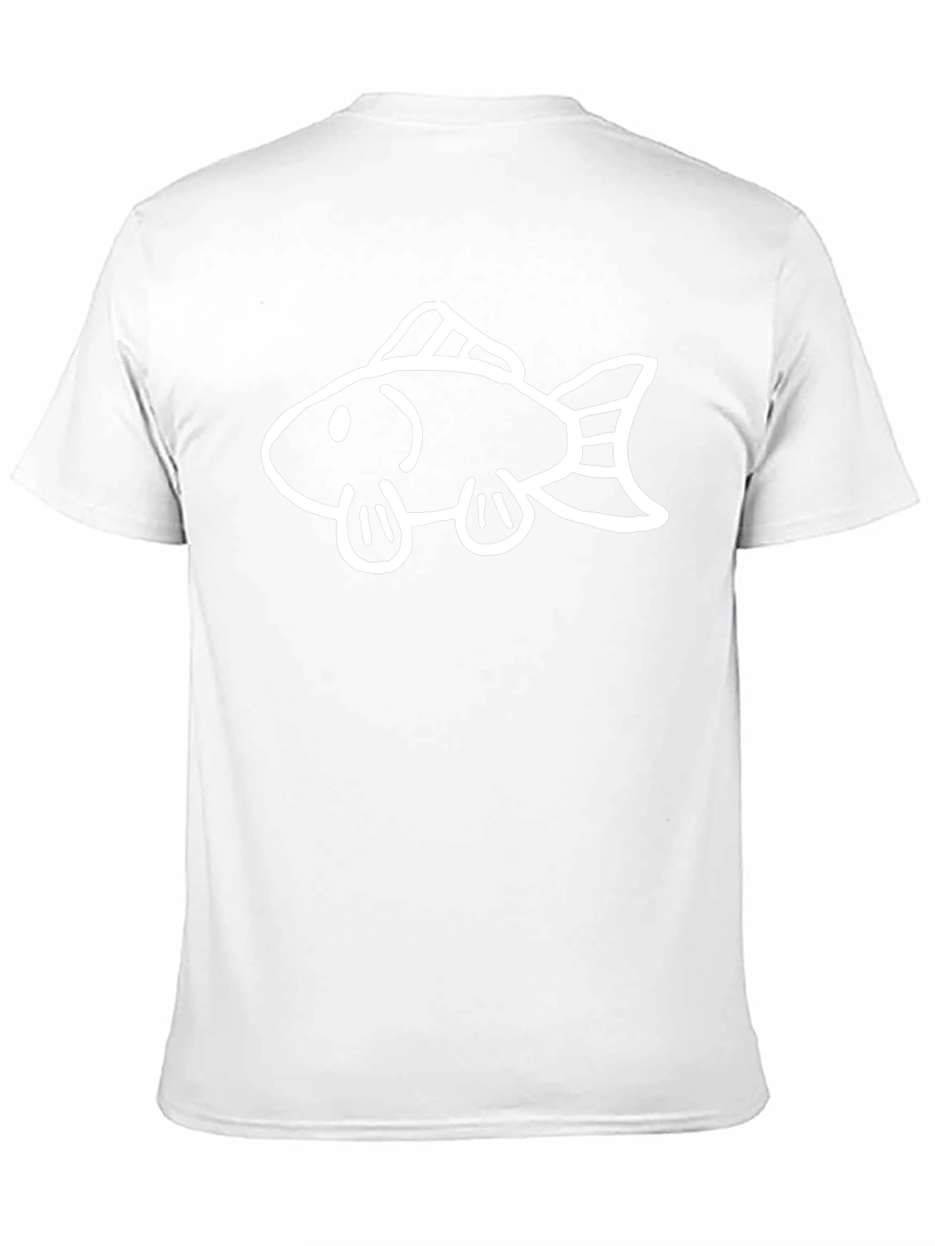 Mens Black T-Shirt with White Fish Graphic