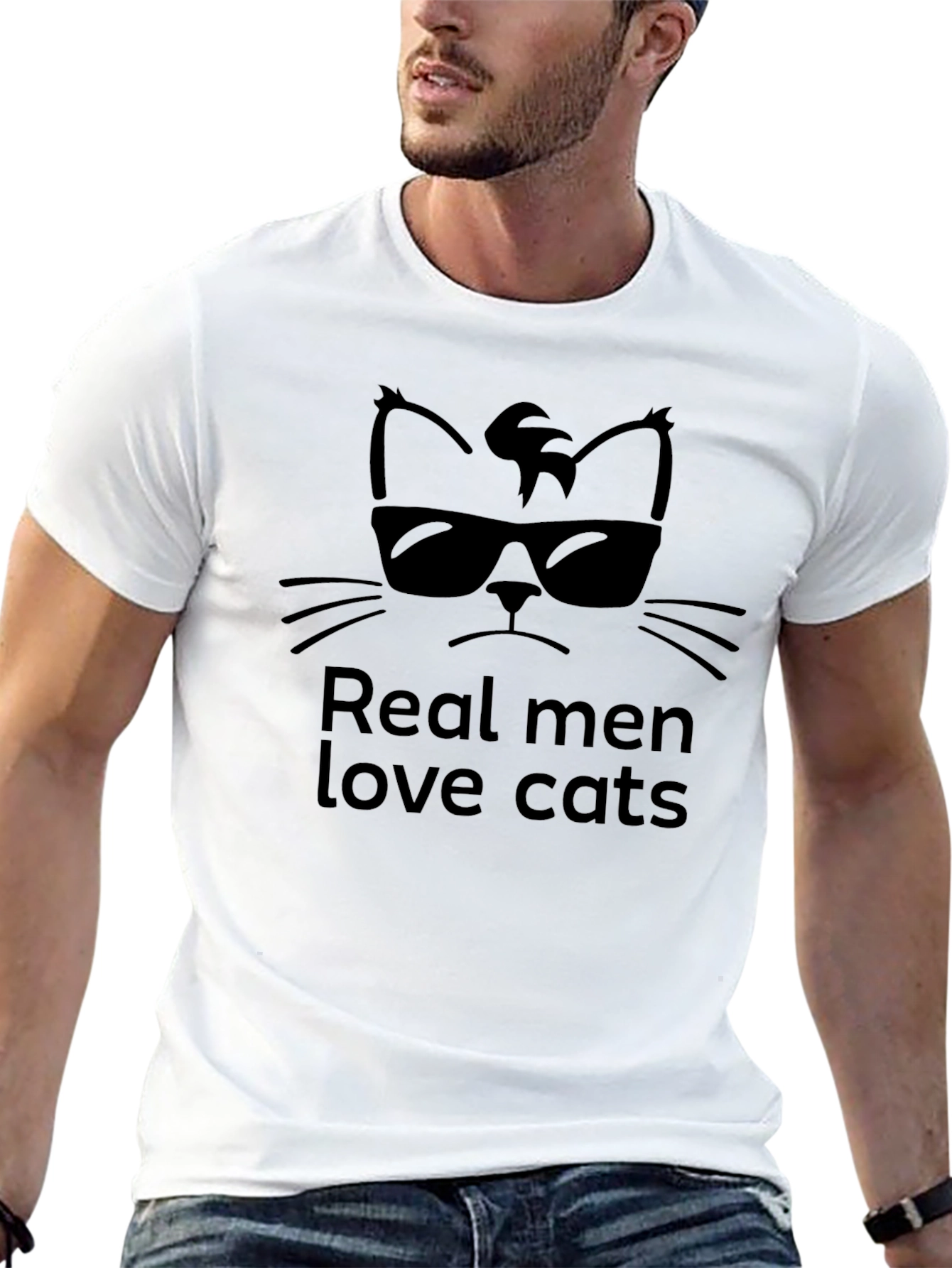 Real Men Love Cats Black T-Shirt
