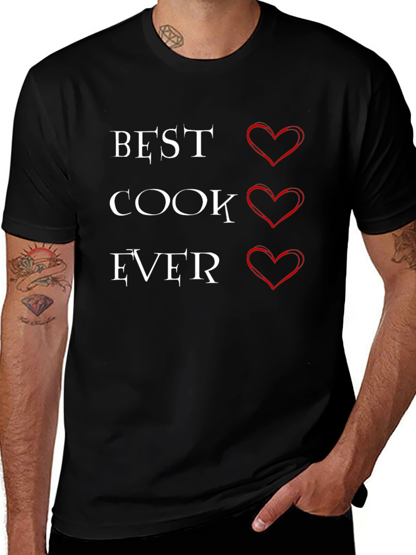 Best Cook Ever T-Shirt with Heart Graphics