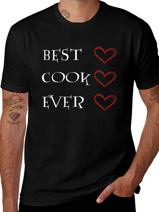 Best Cook Ever T-Shirt with Heart Graphics