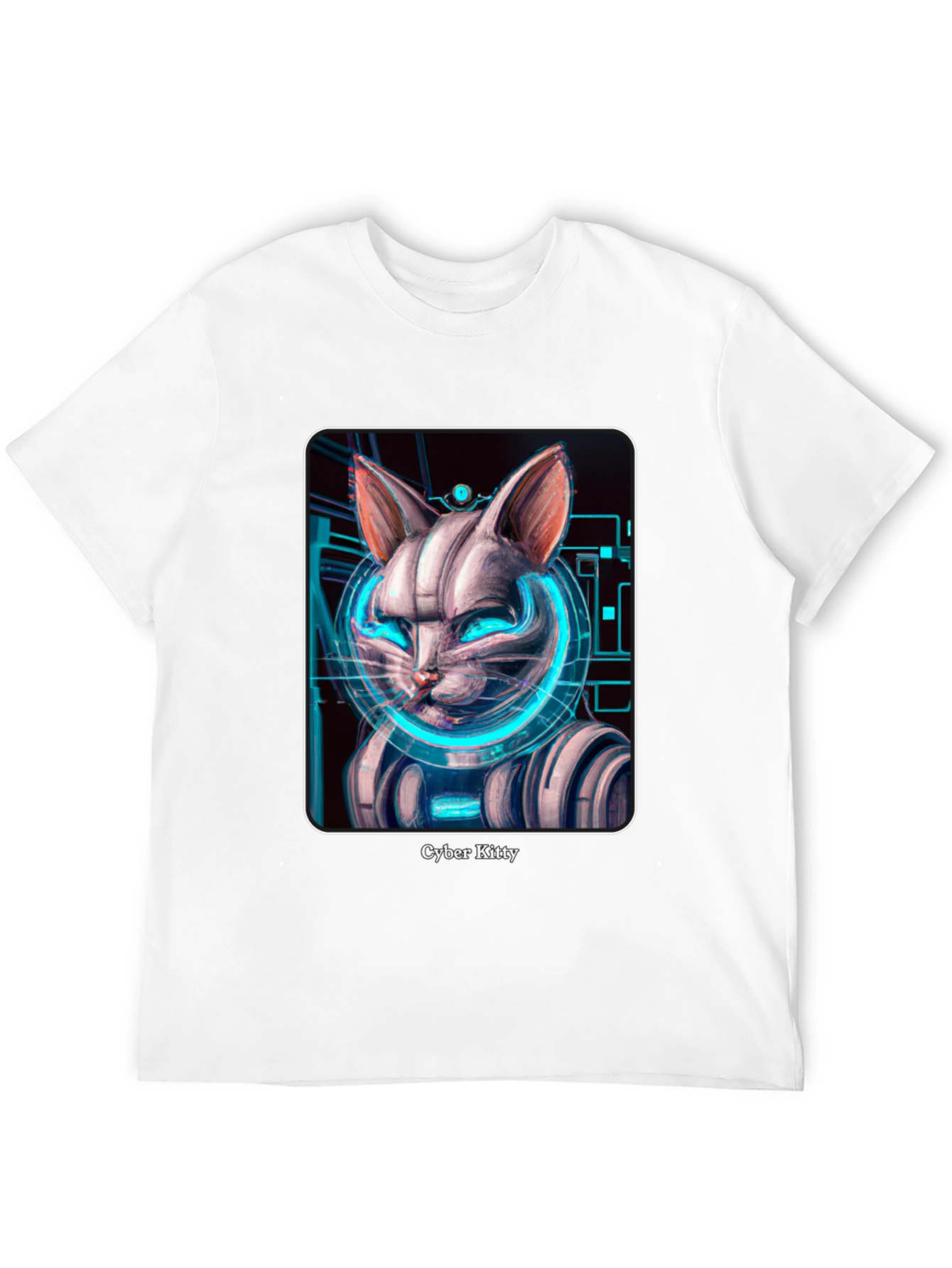 Cyber Kitty T-Shirt - Futuristic Cat Design