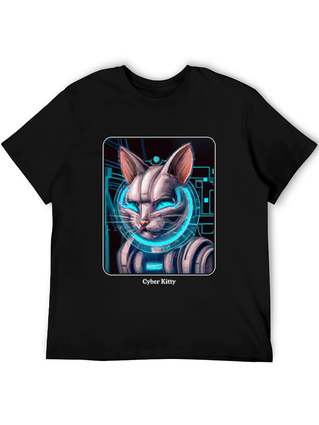 Cyber Kitty T-Shirt - Futuristic Cat Design