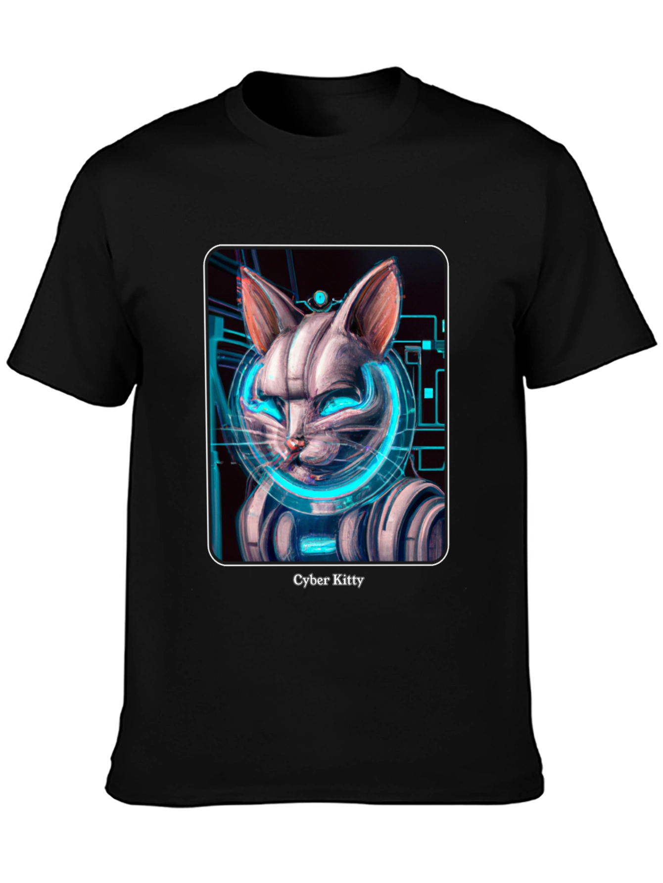 Cyber Kitty T-Shirt - Futuristic Cat Design